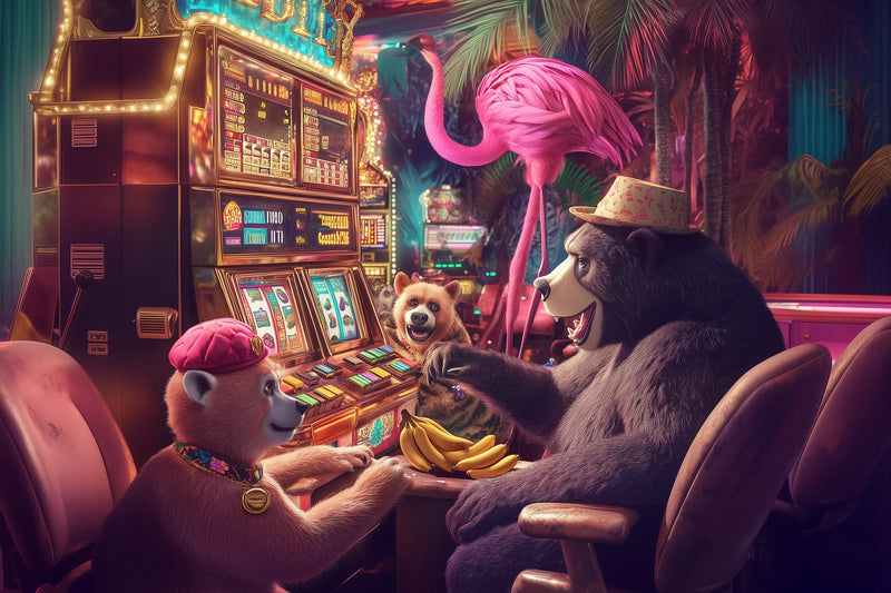 G Bear – Tiere am Spielautomaten mit Flamingo
