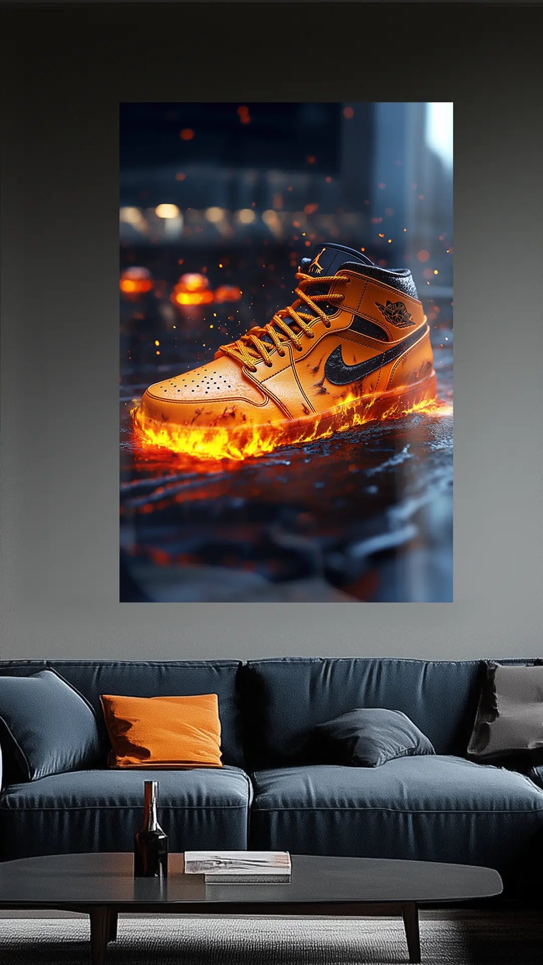 Air Jordan 1 Mid – Das Flammeninferno | Dein Wandbild - Dein Wandbild
