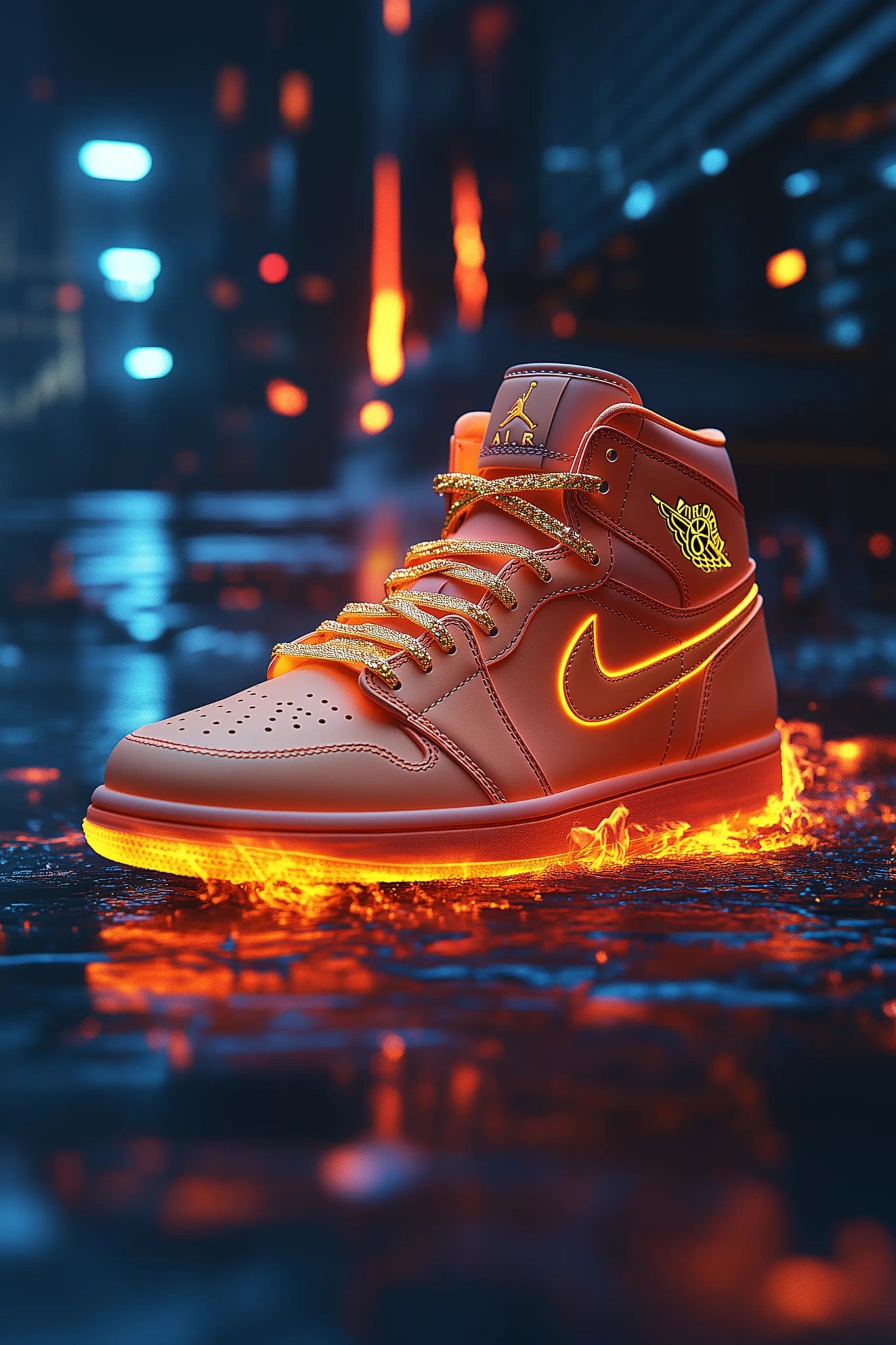 Air Jordan 1 Mid – Feuer auf den Straßen | Dein Wandbild - Dein Wandbild
