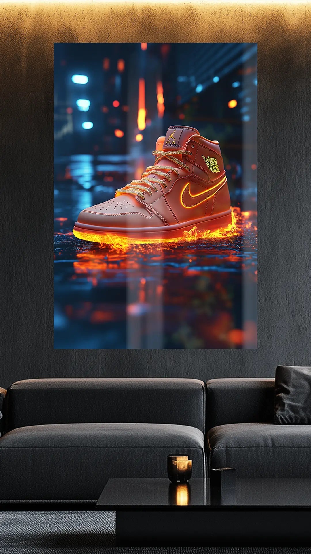 Air Jordan 1 Mid – Feuer auf den Straßen | Dein Wandbild - Dein Wandbild