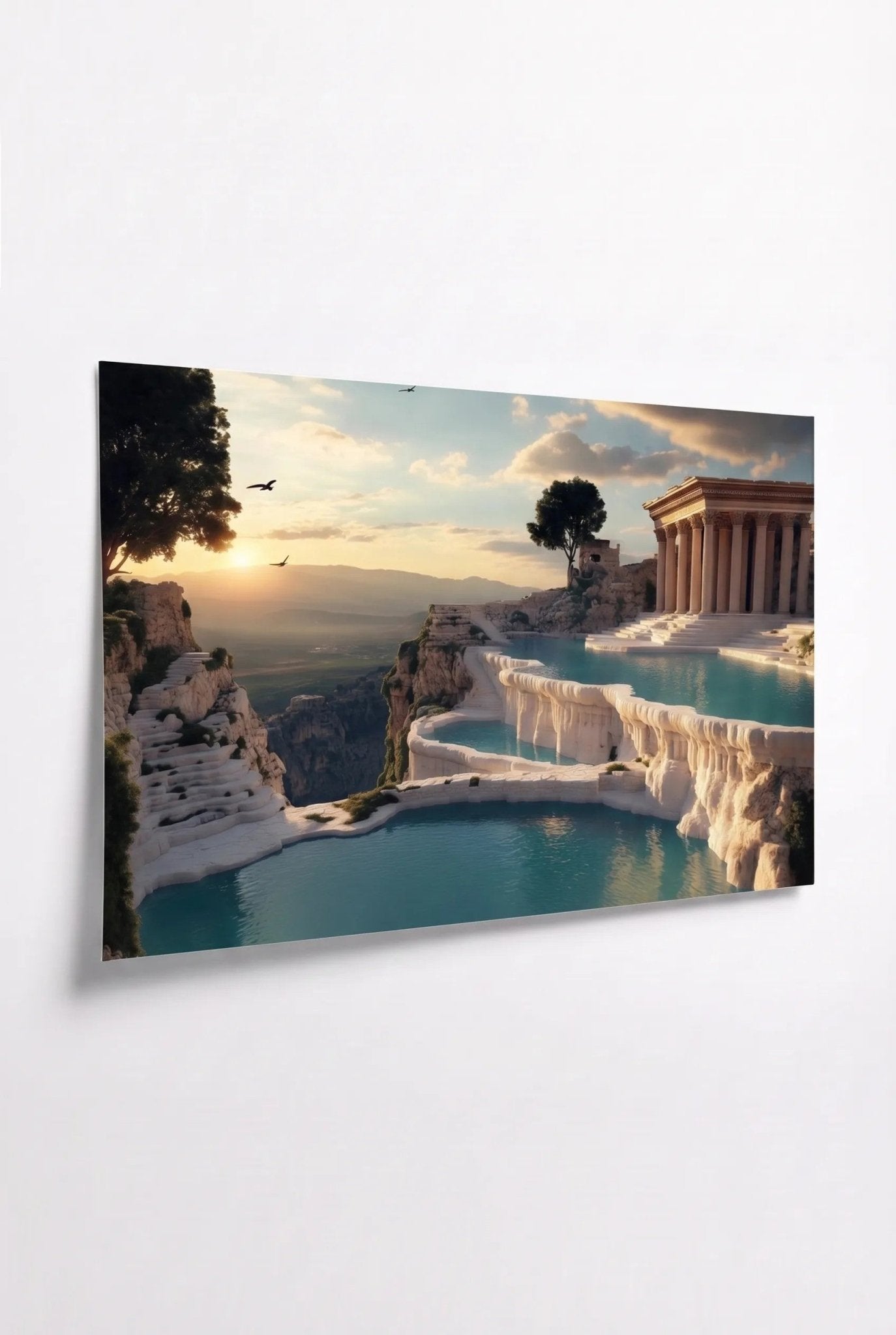 Antike Thermalquellen bei Sonnenuntergang – Pamukkale - Dein Wandbild