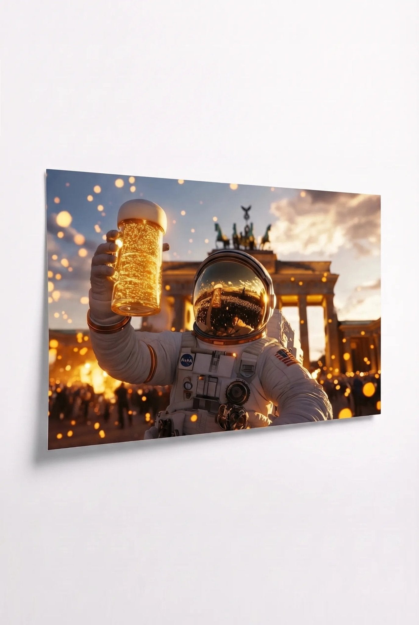 Astronaut mit Bier vor dem Brandenburger Tor - Dein Wandbild