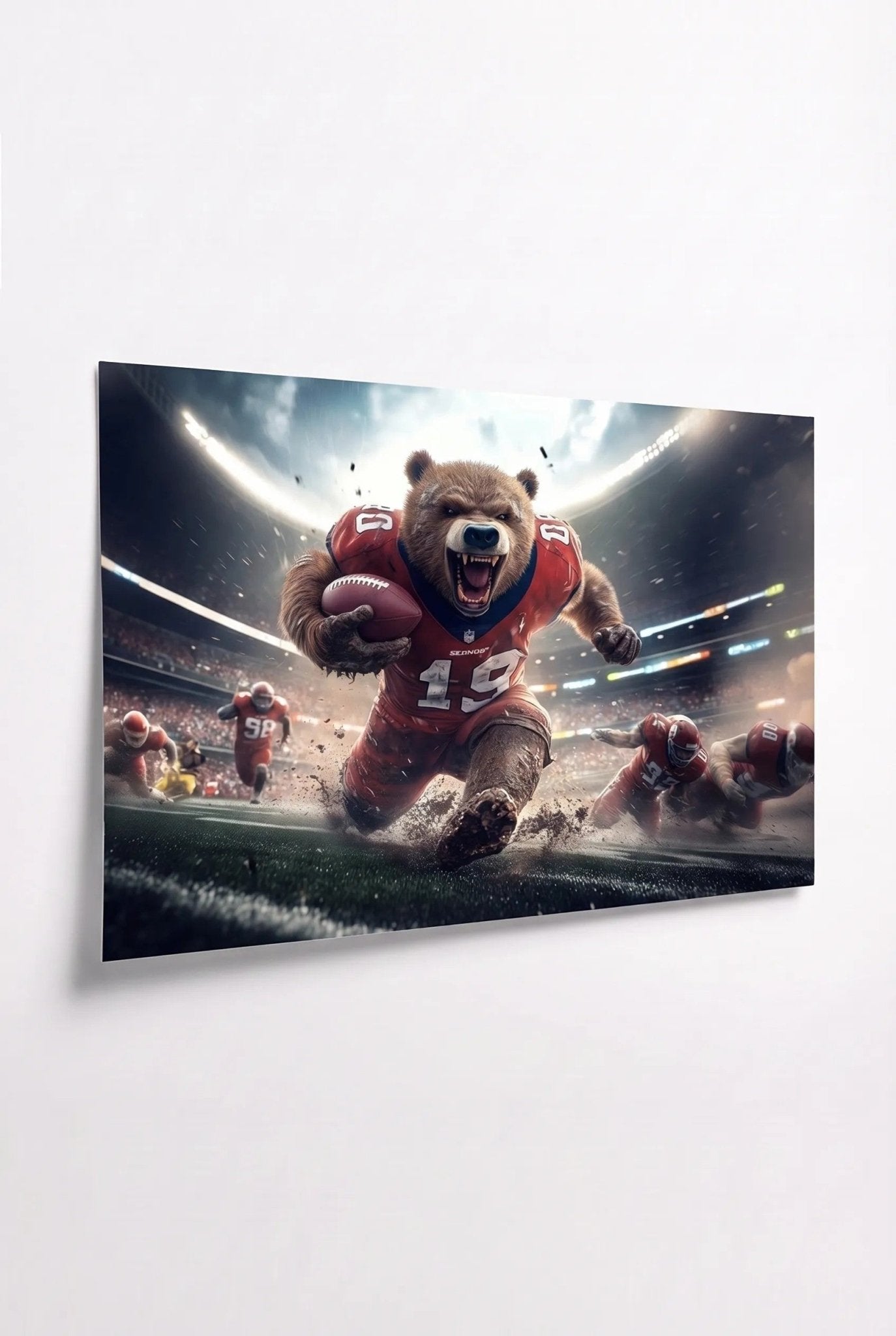 Bär als Football-Spieler – Touchdown im Stadion - Dein Wandbild