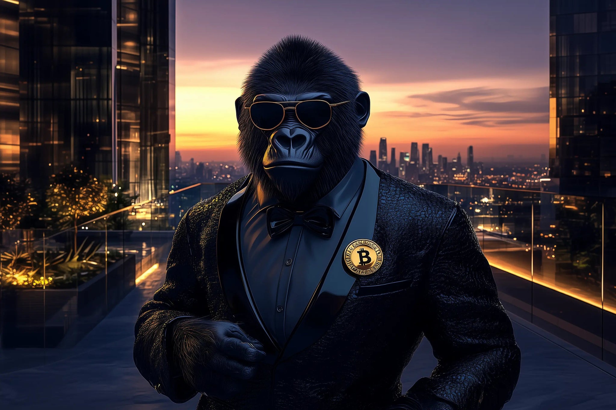 Black Label G Ape: Wenn Eleganz schweigt und Bitcoin spricht | Premium Wandbild - Dein Wandbild