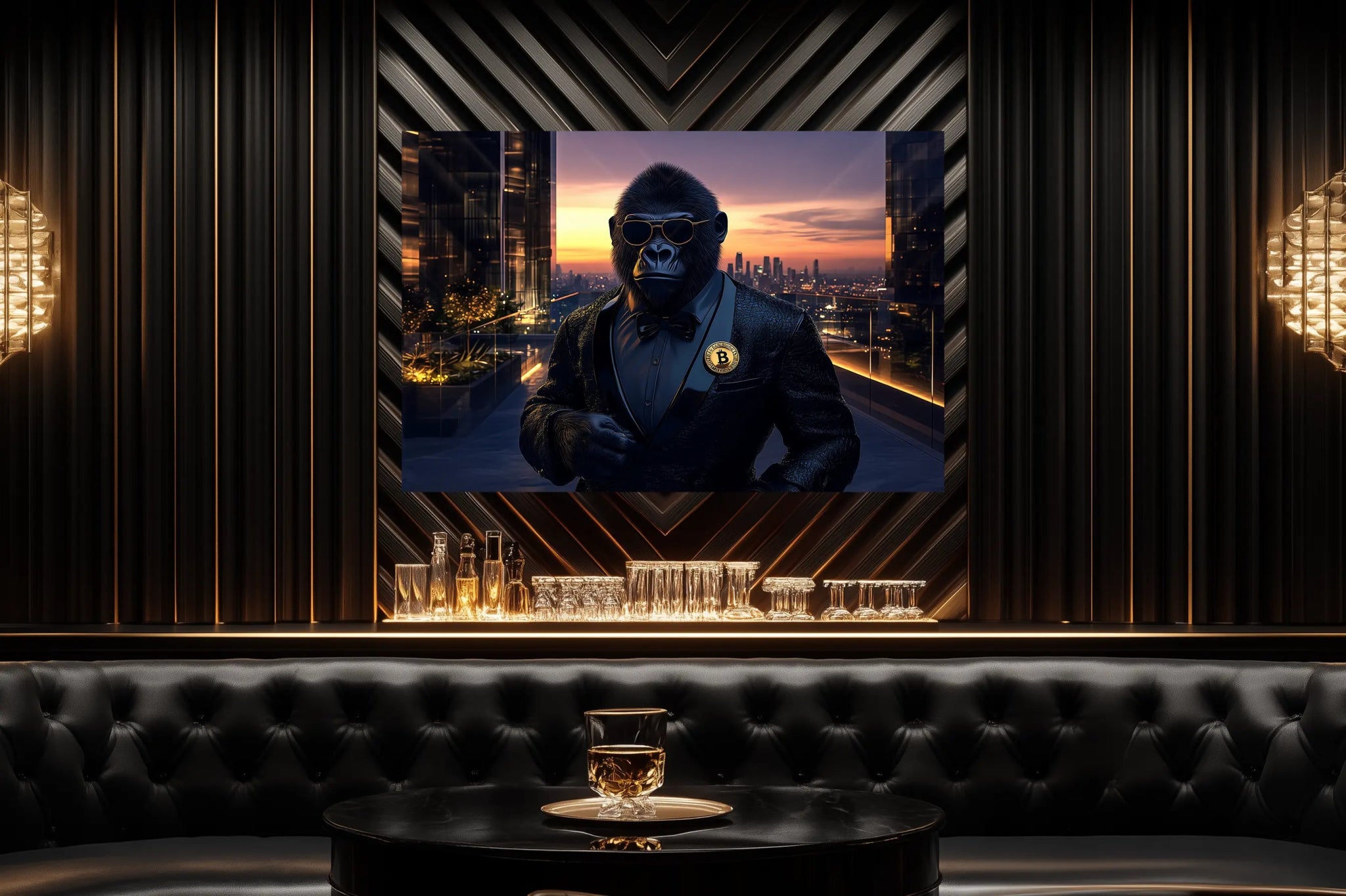 Black Label G Ape: Wenn Eleganz schweigt und Bitcoin spricht | Premium Wandbild - Dein Wandbild