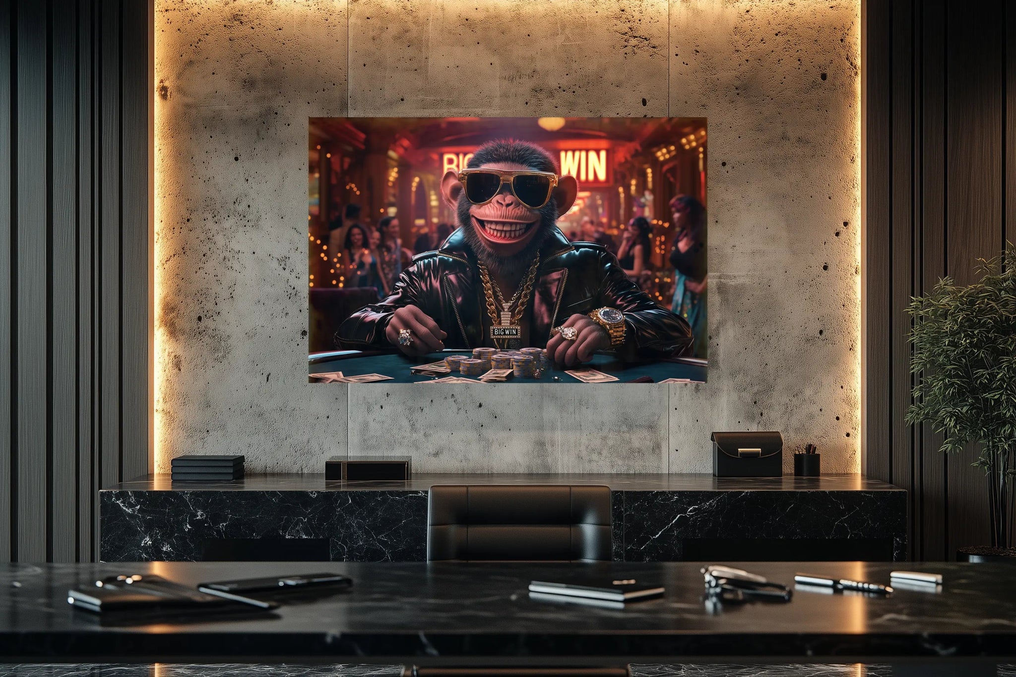 Black Leather Luck: G Ape spielt nicht – er gewinnt | Premium Wandbild - Dein Wandbild