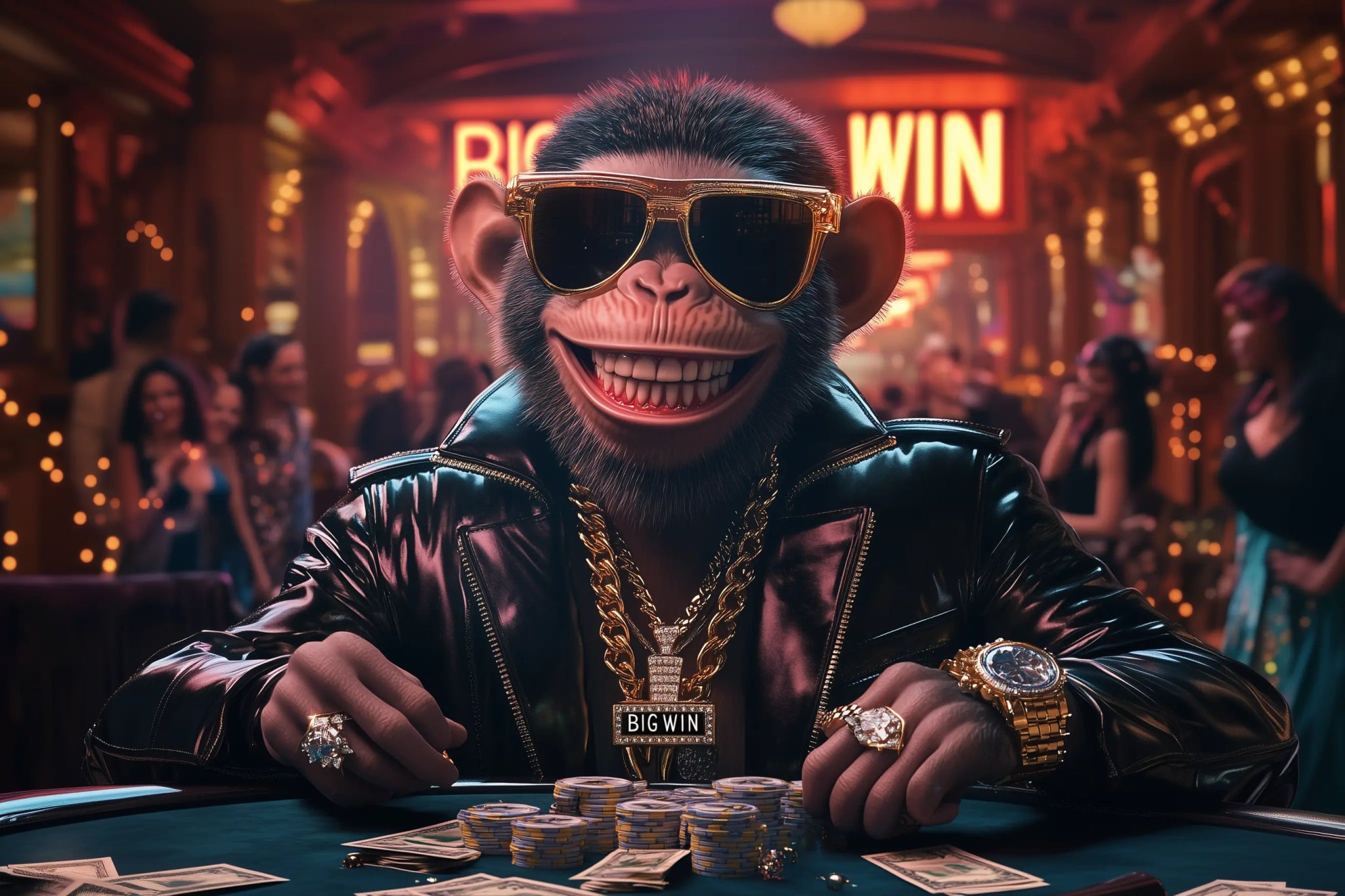 Black Leather Luck: G Ape spielt nicht – er gewinnt | Premium Wandbild - Dein Wandbild