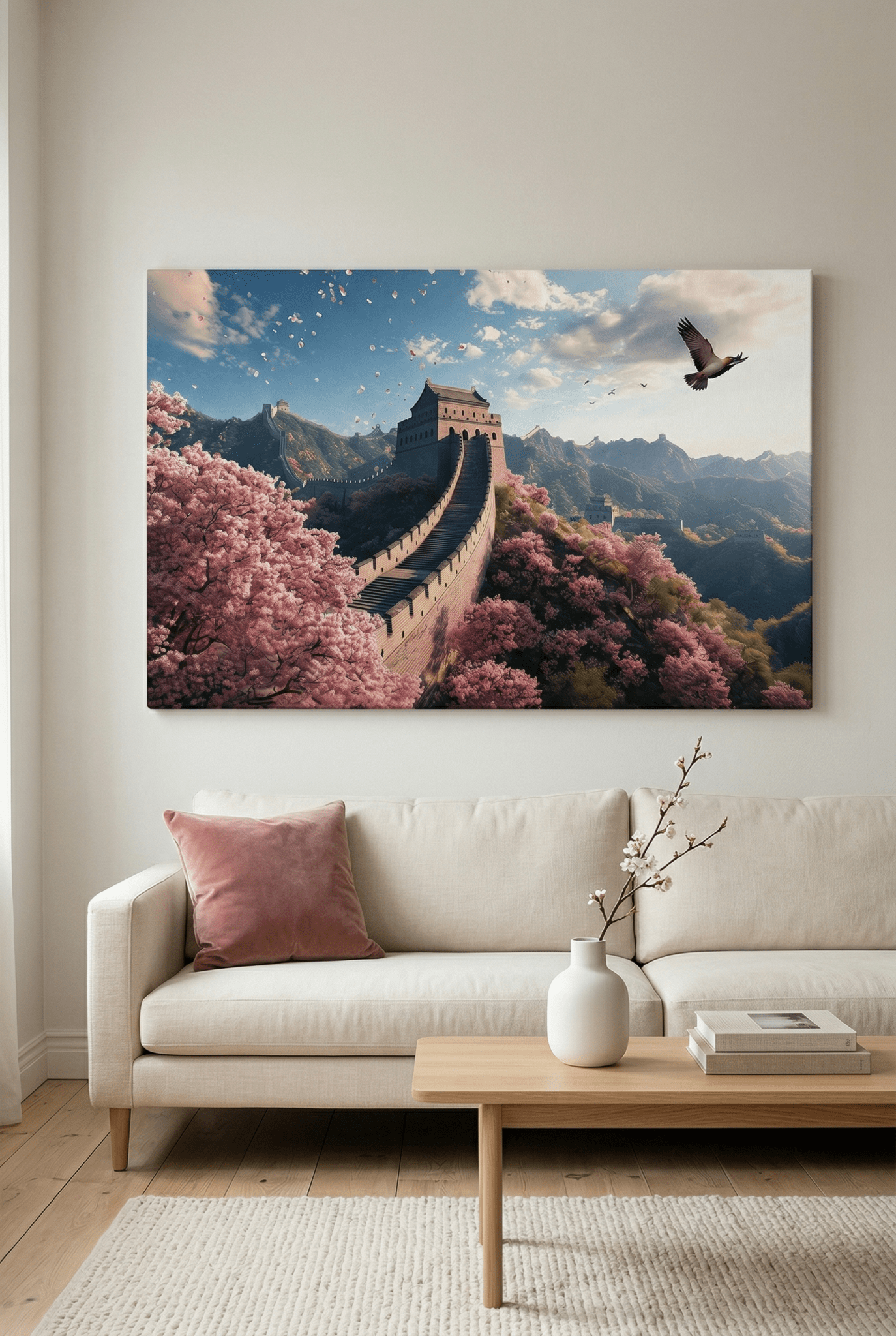 Blossom Empire – Landschaftsbild der Chinesischen Mauer im Frühling | Dein Wandbild - Dein Wandbild