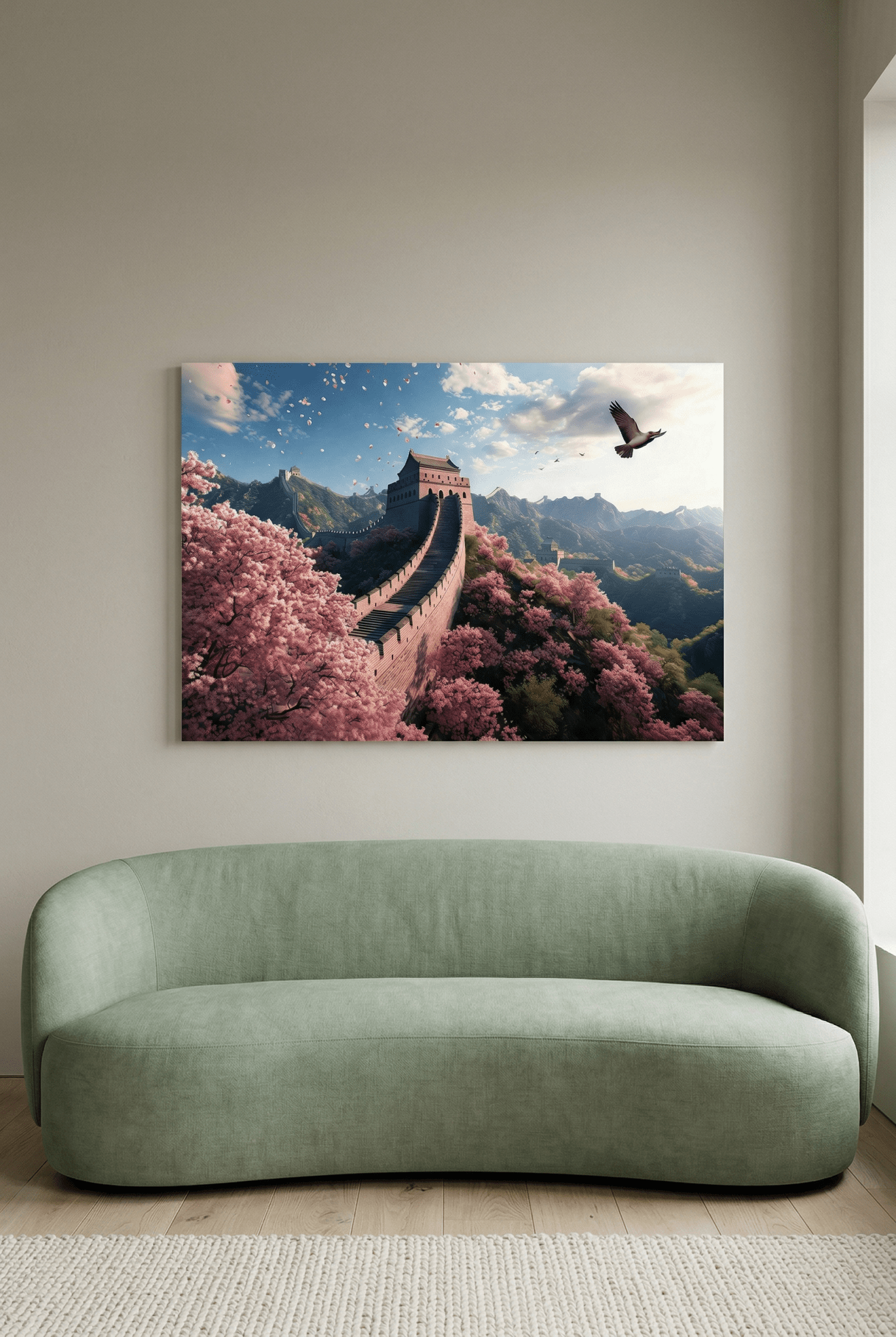 Blossom Empire – Landschaftsbild der Chinesischen Mauer im Frühling | Dein Wandbild - Dein Wandbild