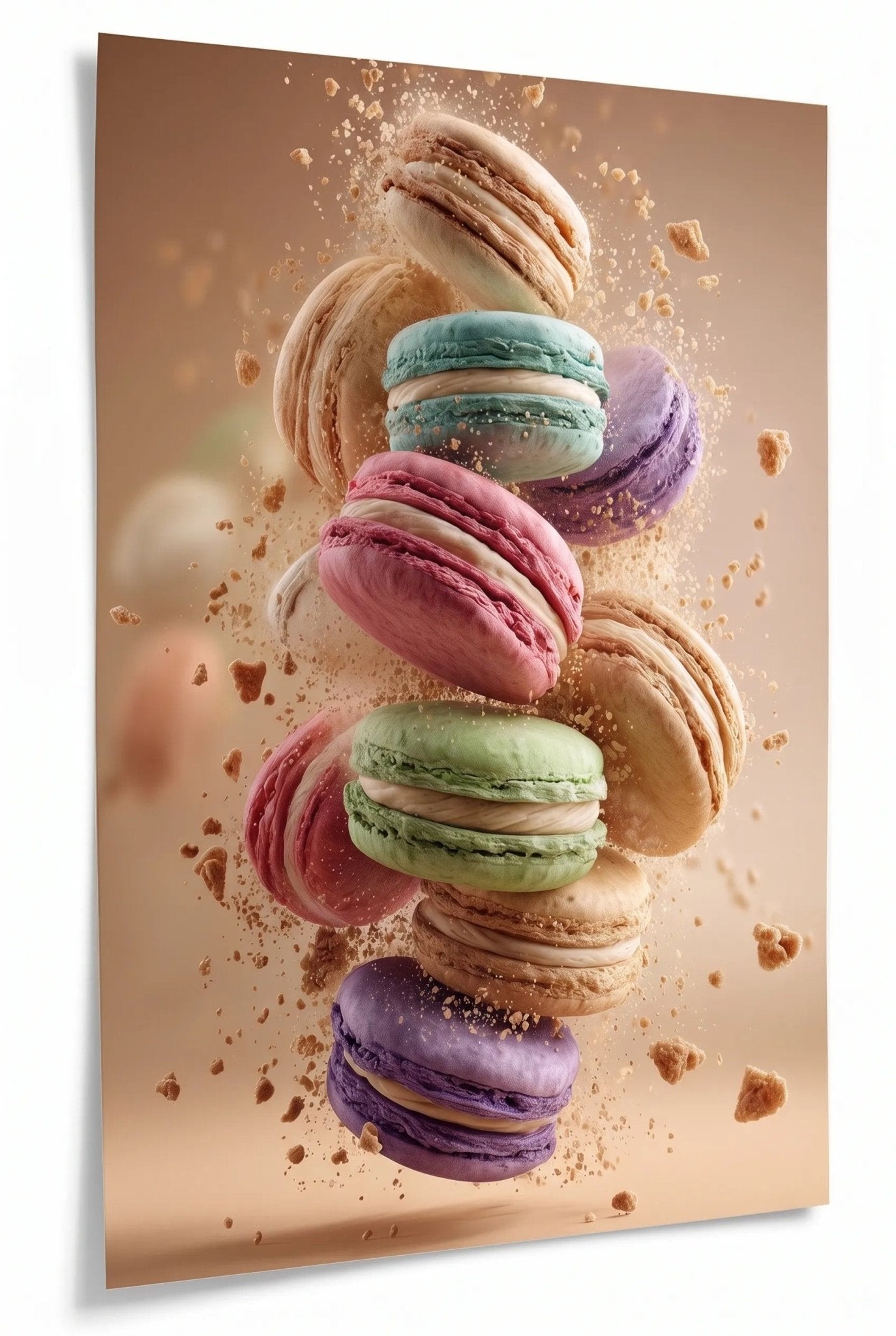 Bunte Macarons schwebend – Pastellfarben - Dein Wandbild