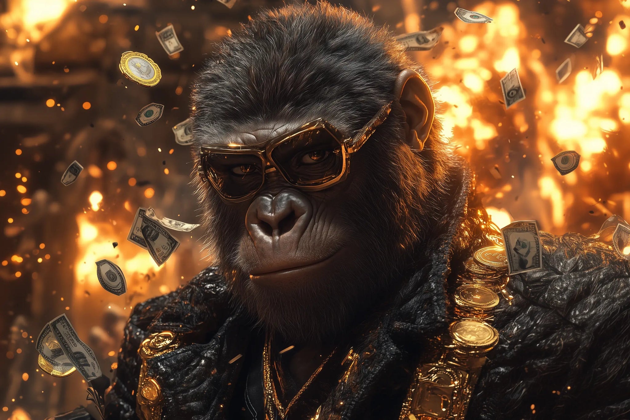 Cash Inferno: Wenn ein G Ape alles niederbrennt | Premium Wandbild - Dein Wandbild