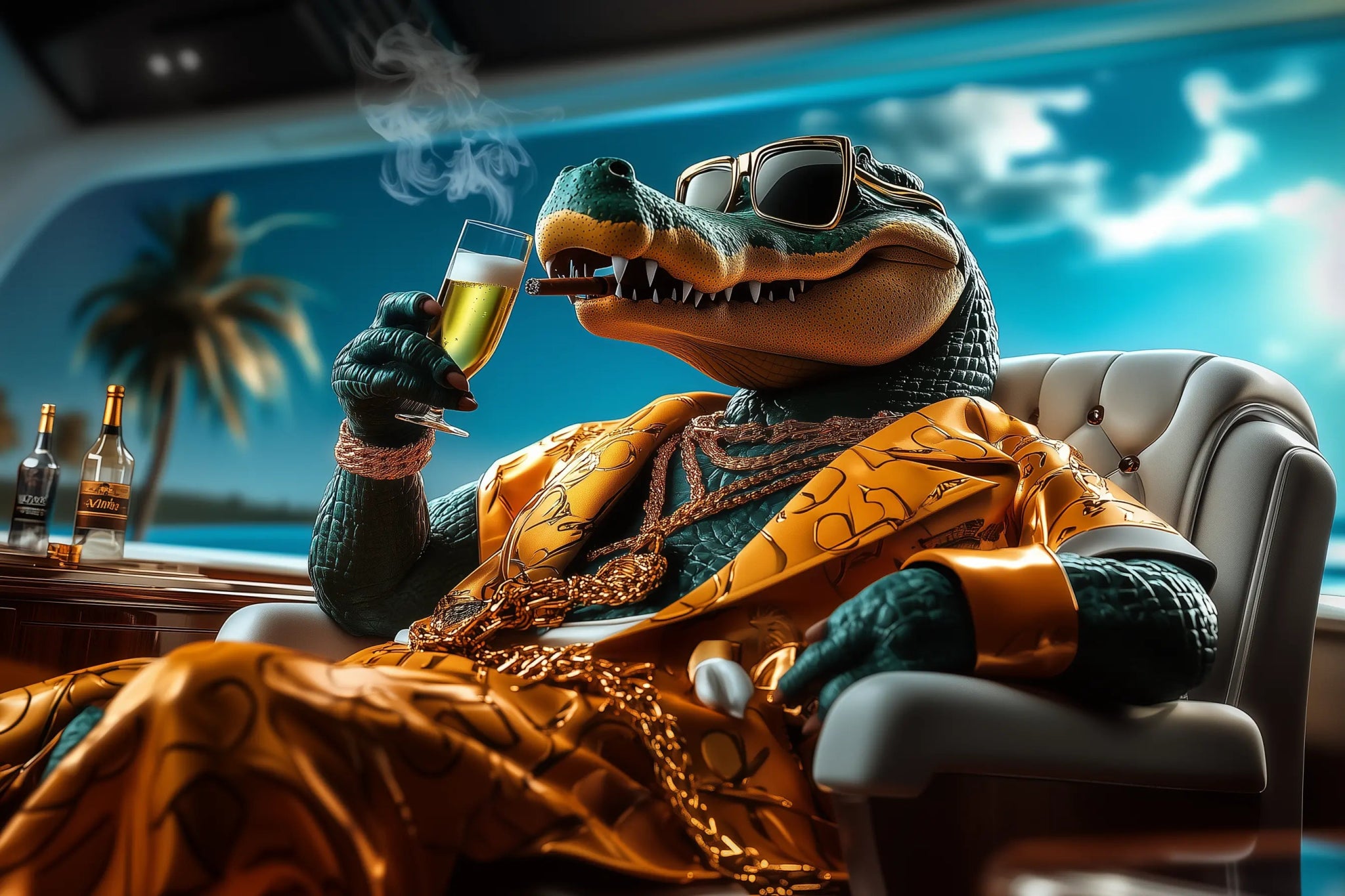 Champagner & Zigarren: Das Leben eines High Rollers | Premium Wandbild - Dein Wandbild