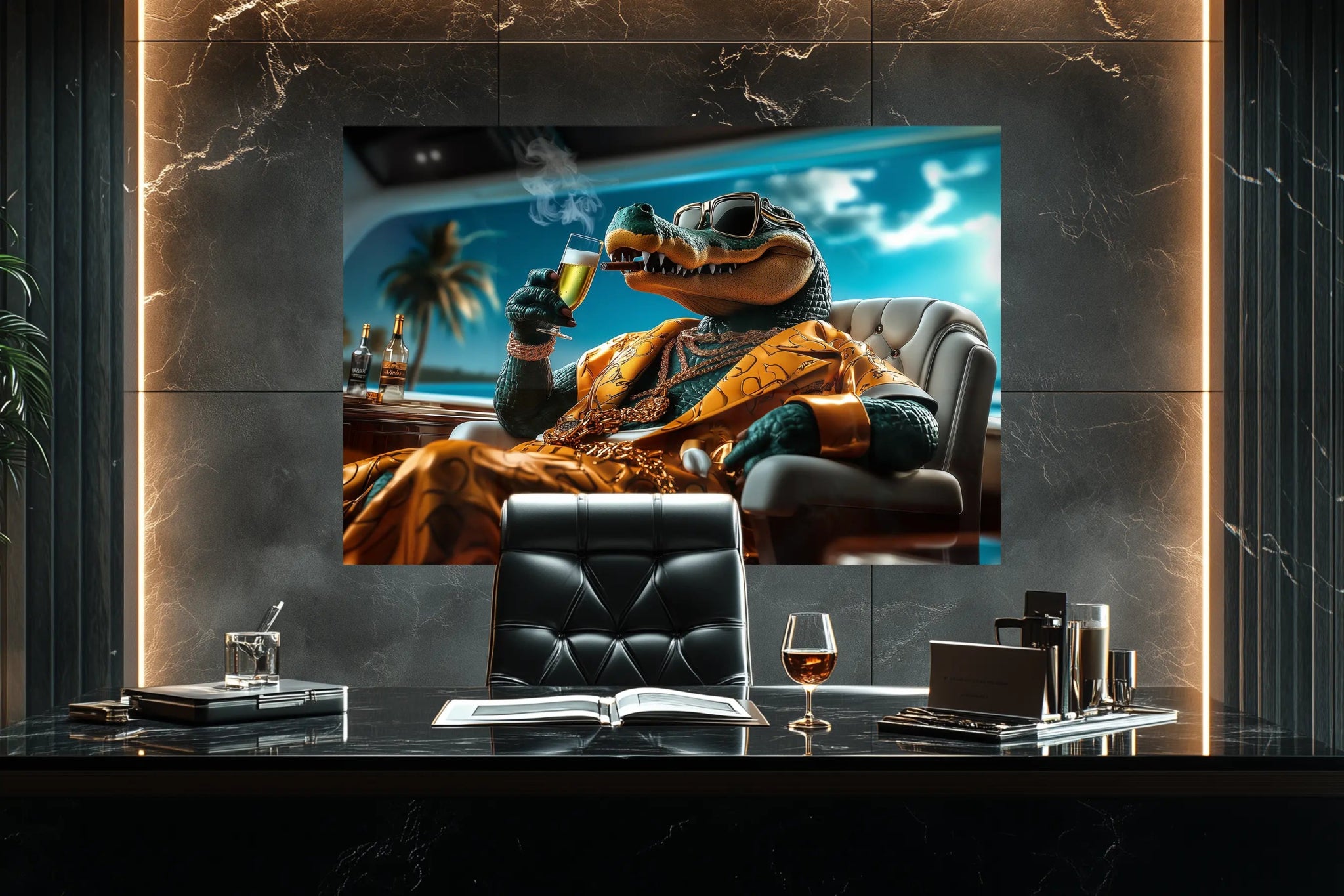 Champagner & Zigarren: Das Leben eines High Rollers | Premium Wandbild - Dein Wandbild