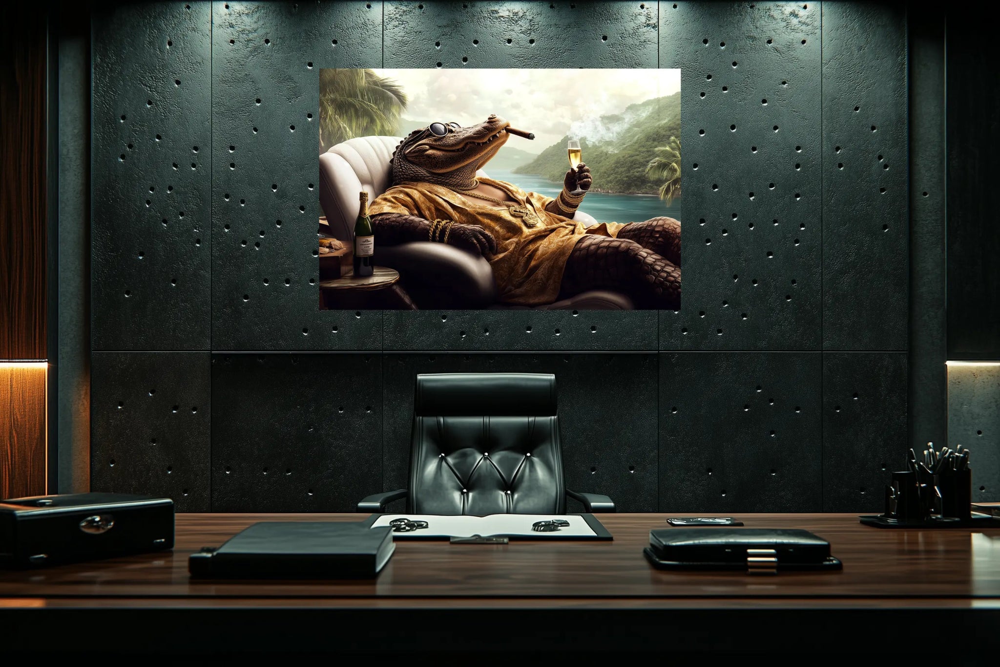 Champagner & Zigarren: Der unangefochtene König der Tropen | Premium Wandbild - Dein Wandbild