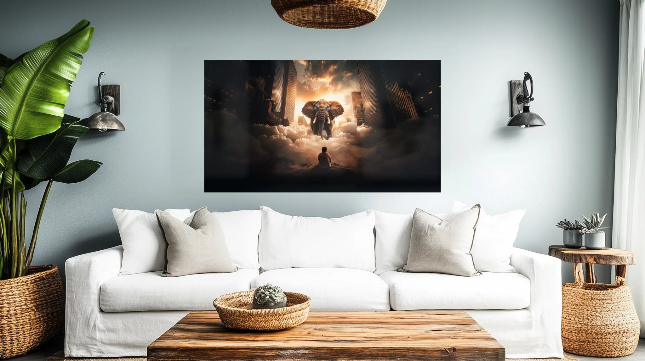 Colossus Awakens – Der Gigant über der Stadt als epischer Kunstdruck | Dein Wandbild - Dein Wandbild