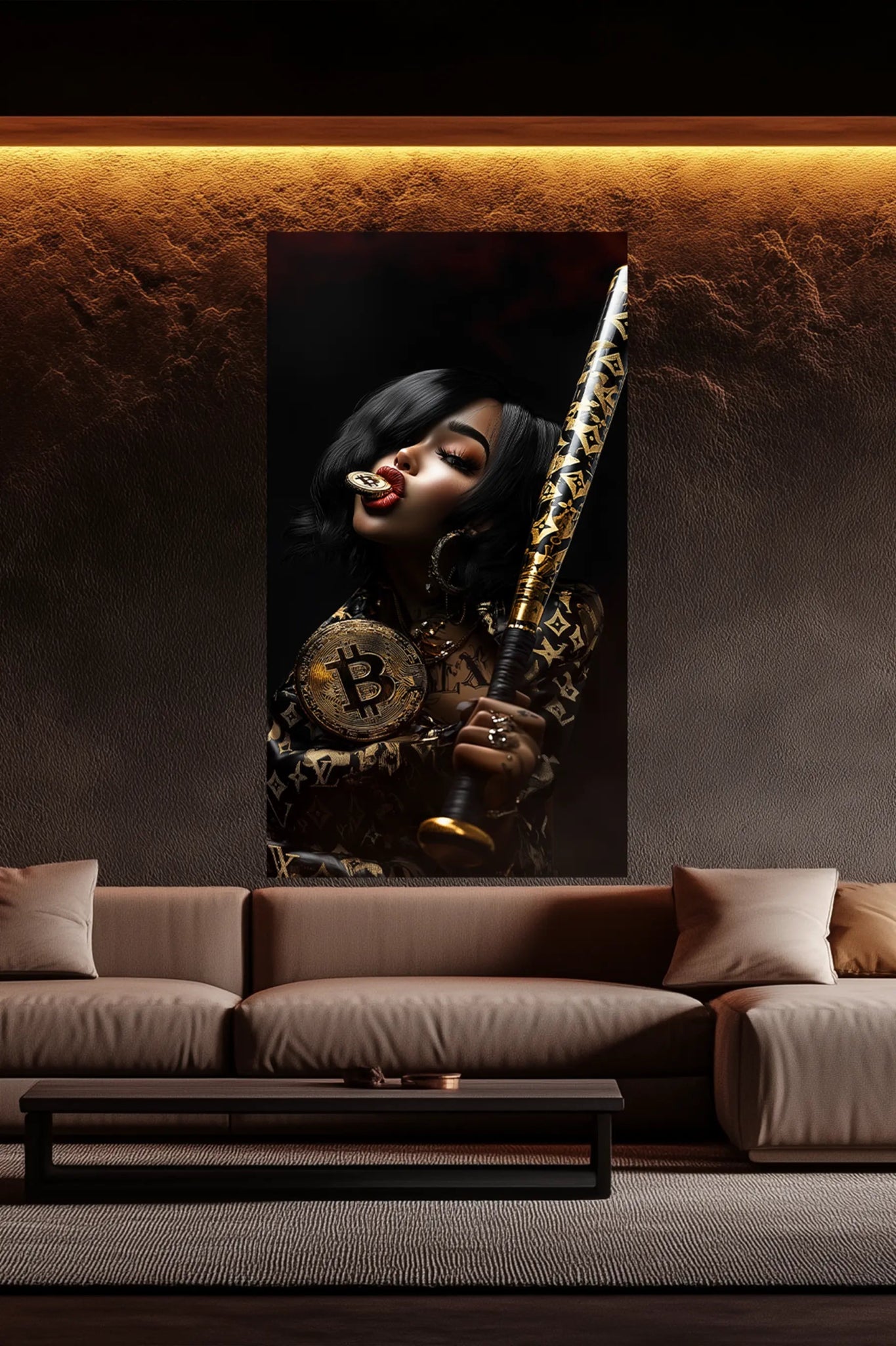 Crypto Queen – Digitale Dominanz & Stil als luxuriöser Kunstdruck | Dein Wandbild - Dein Wandbild