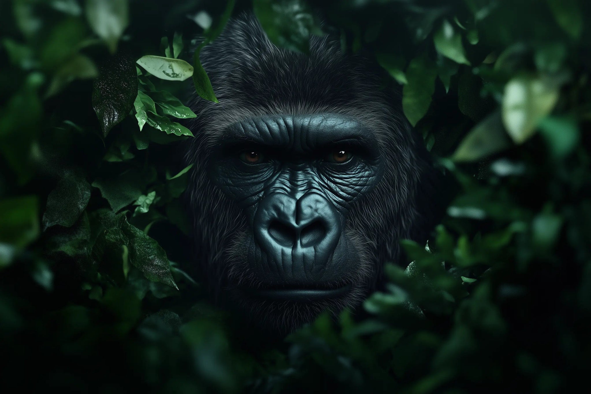 Das Auge des Dschungels – Der Gorilla im Verborgenen als starkes Tierbild | Dein Wandbild - Dein Wandbild