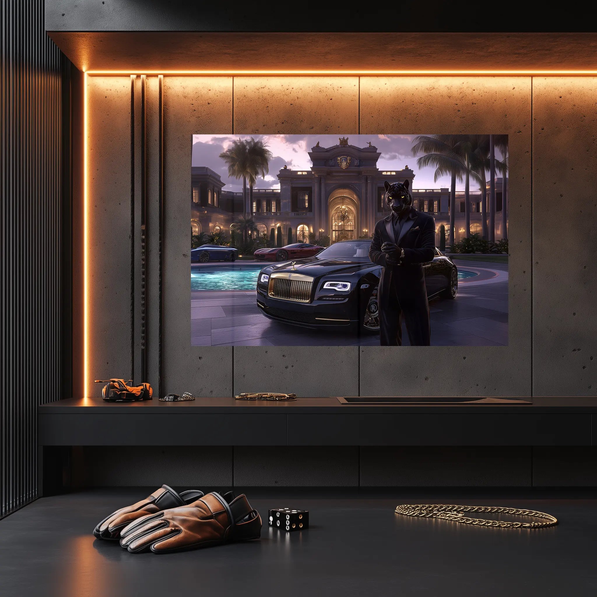 Der dunkle Magnat – Eleganz, Macht und grenzenloser Luxus – Premium Wandbild - Dein Wandbild