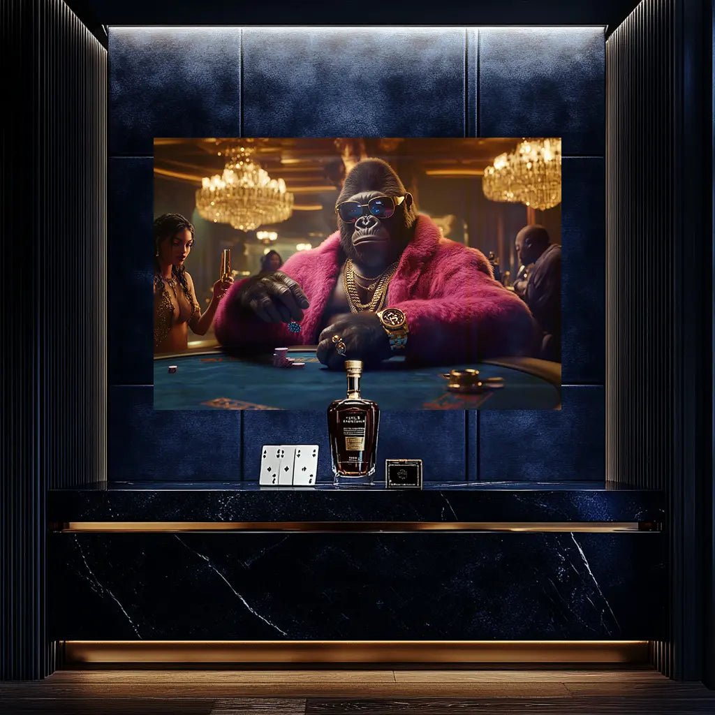 Der Gorilla des Glücks – Reichtum, Risiko und royale Dominanz | Premium Wandbild - Dein Wandbild