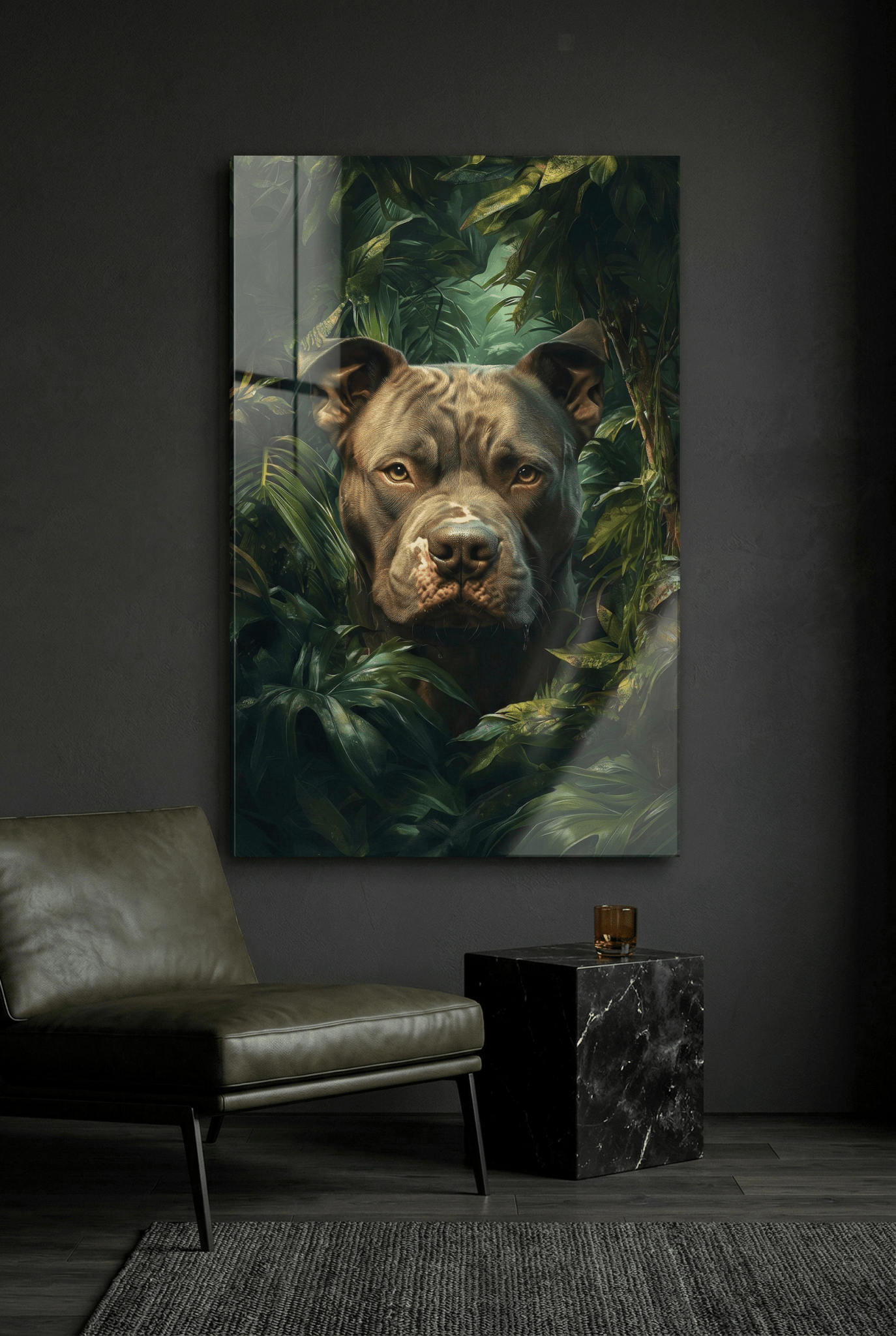 Der Hüter des Dschungels – Pitbull in wilder Natur | Dein Wandbild - Dein Wandbild