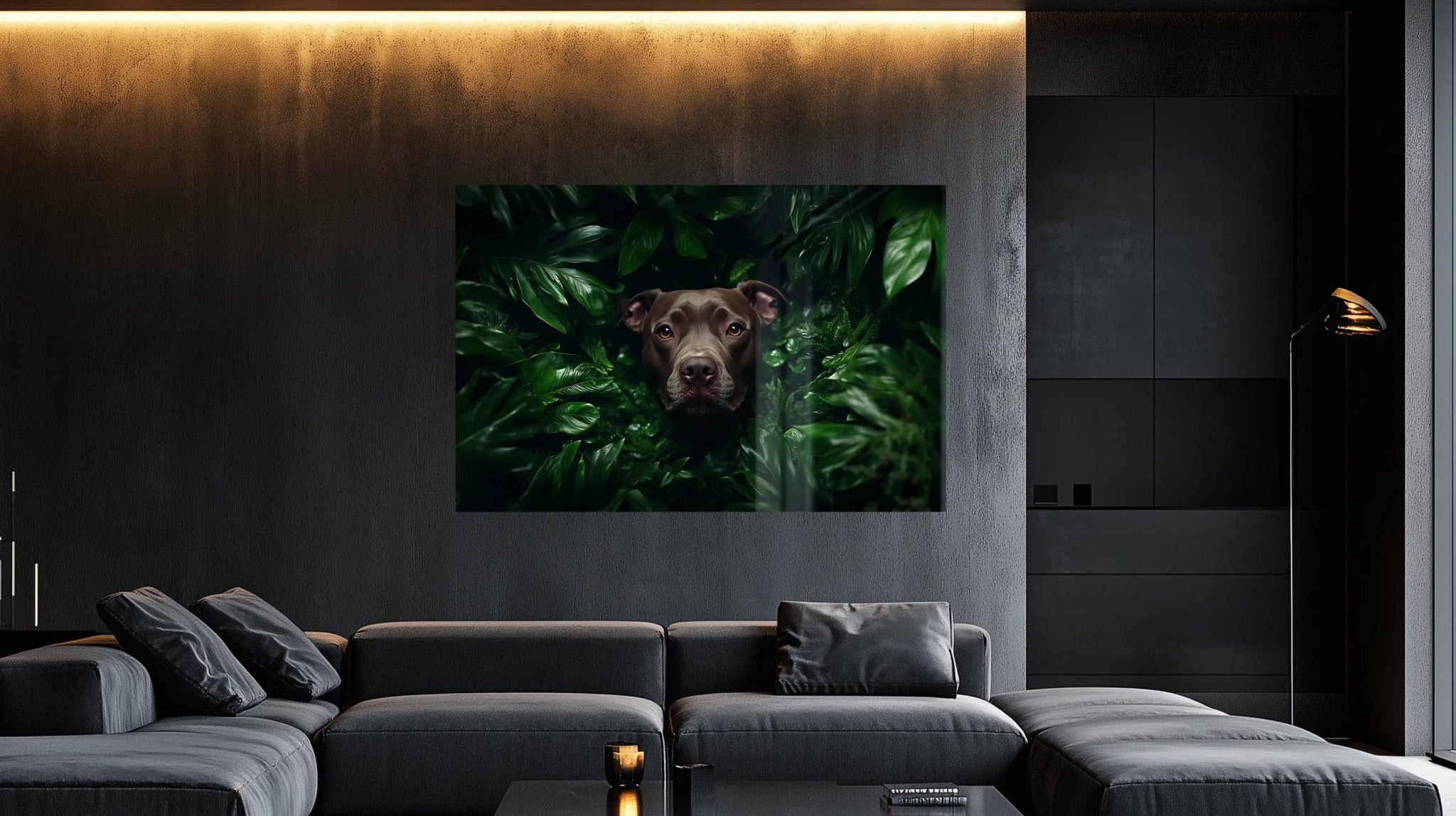 Der Hüter des Dschungels – Pitbull im Revier als dominantes Tierbild | Dein Wandbild - Dein Wandbild