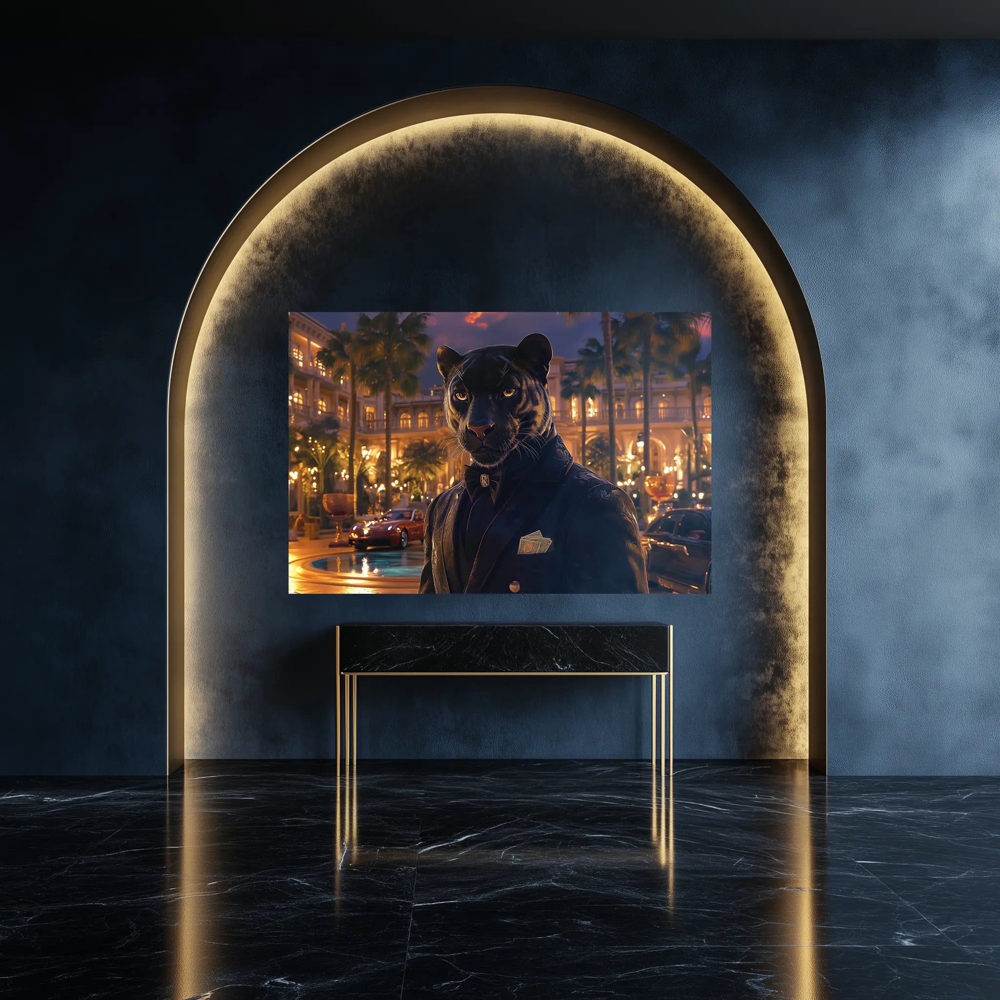 Der Schattenmogul – Geheimnisvolle Eleganz & unbegrenzte Macht – Premium Wandbild - Dein Wandbild