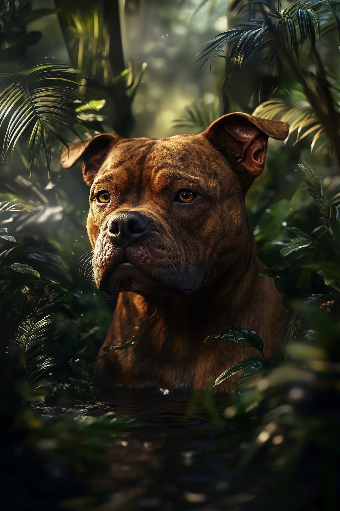 Der stille Jäger – Pitbull in der Wildnis | Dein Wandbild - Dein Wandbild