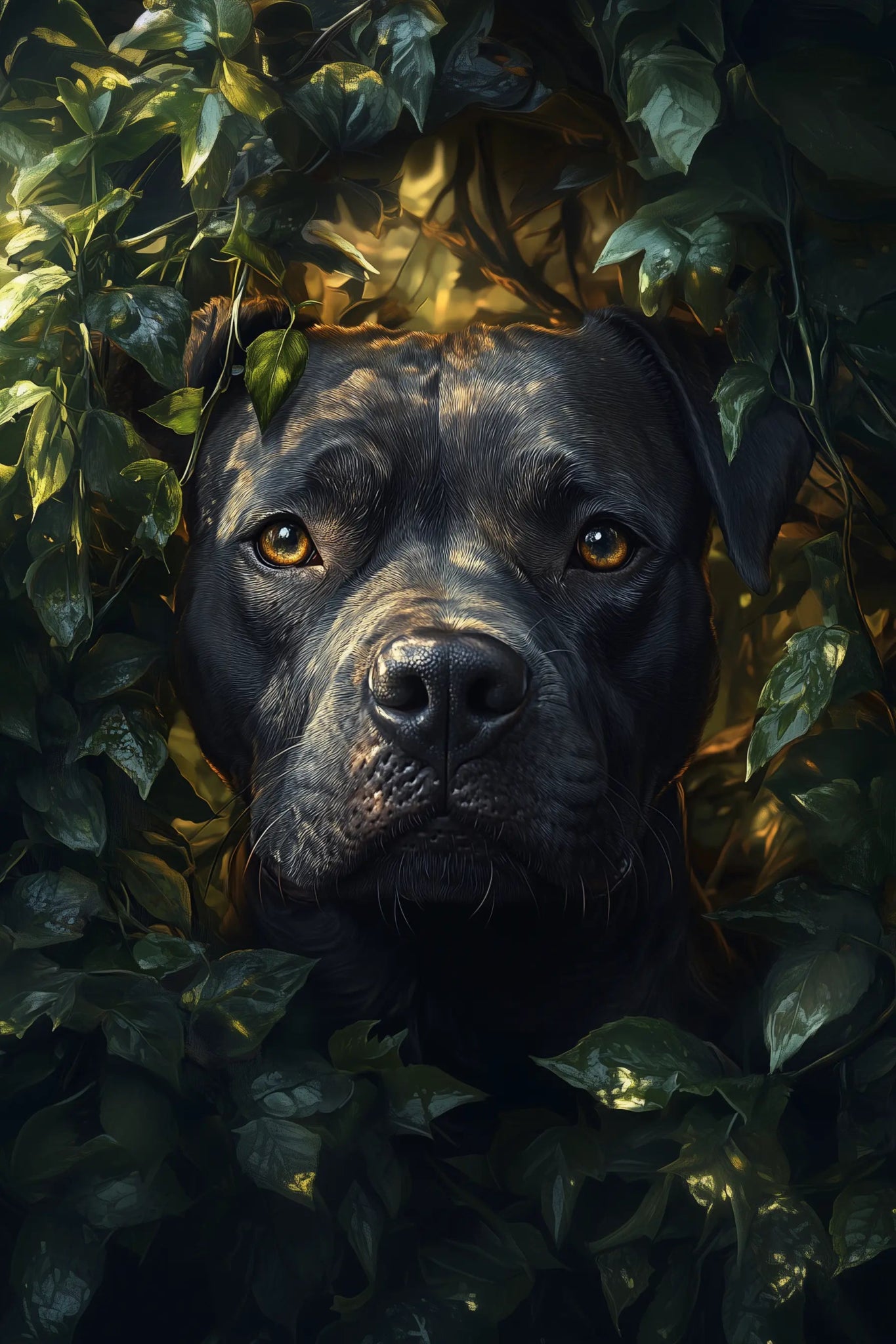 Der Wächter des Waldes – Pitbull in der Wildnis | Dein Wandbild - Dein Wandbild