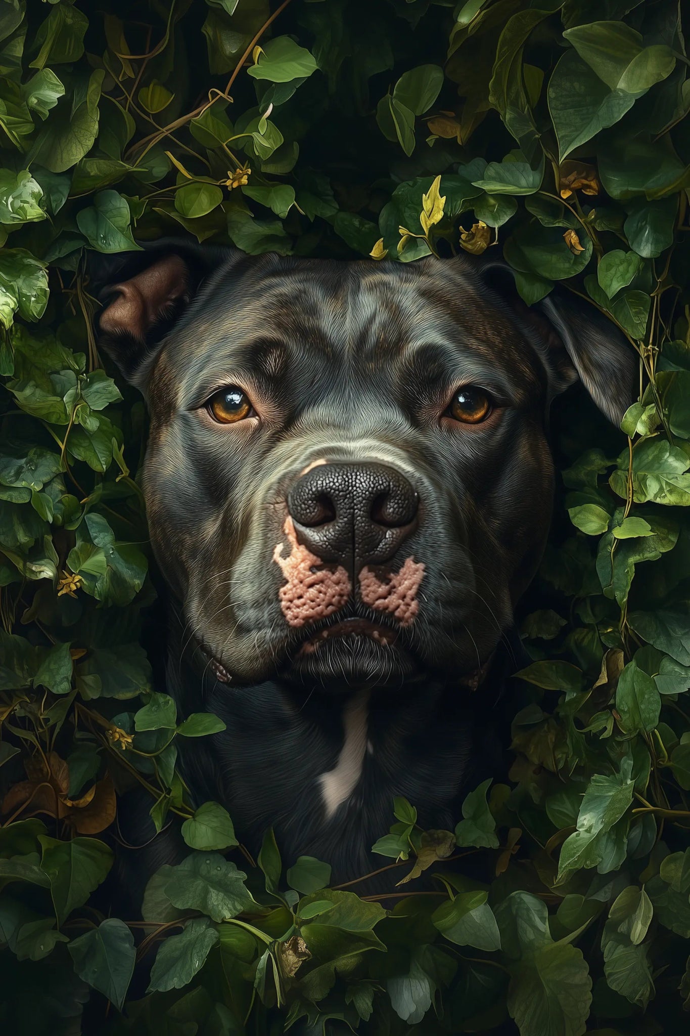 Die Seele des Waldes – Ein Pitbull im Einklang mit der Natur | Dein Wandbild - Dein Wandbild