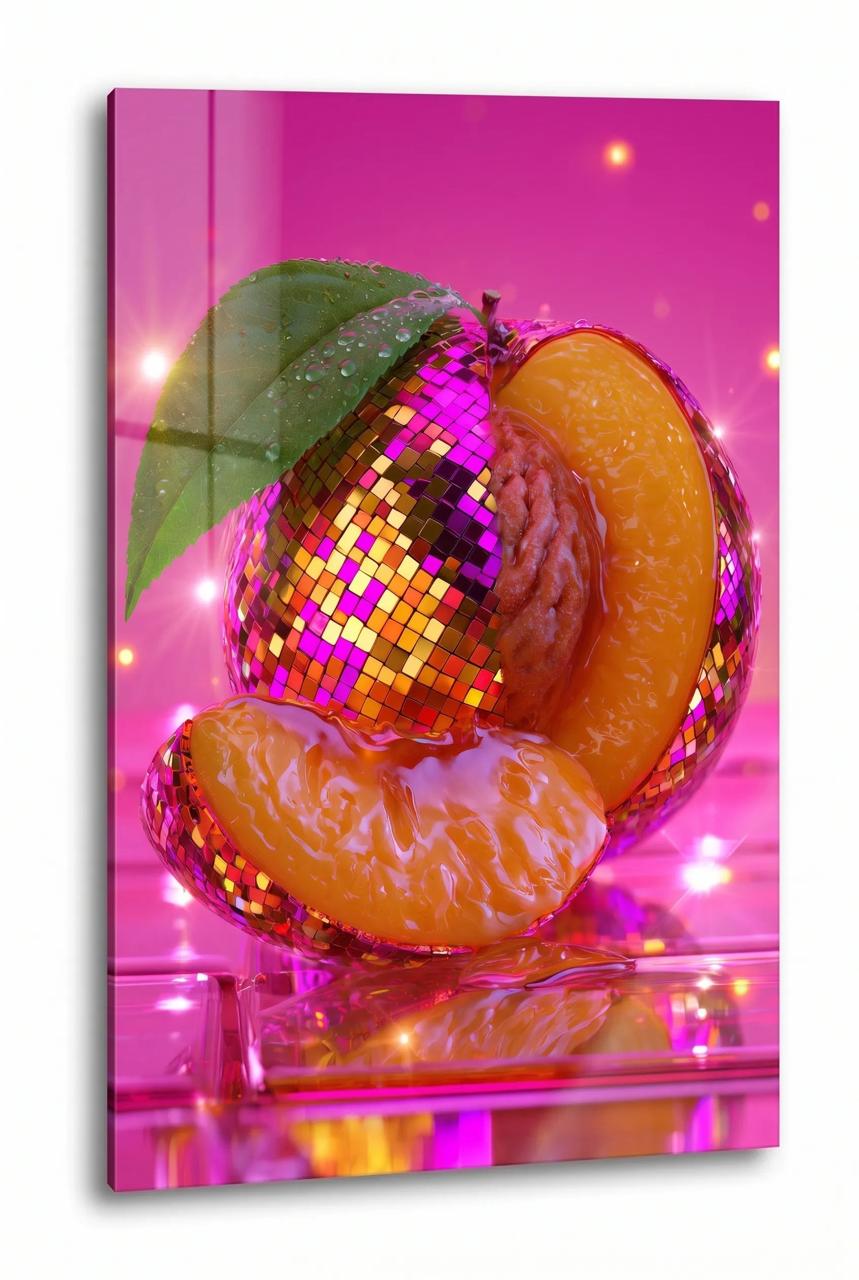 Diskokugel Pfirsich Scheiben Glamour Pink Wandbild - Dein Wandbild