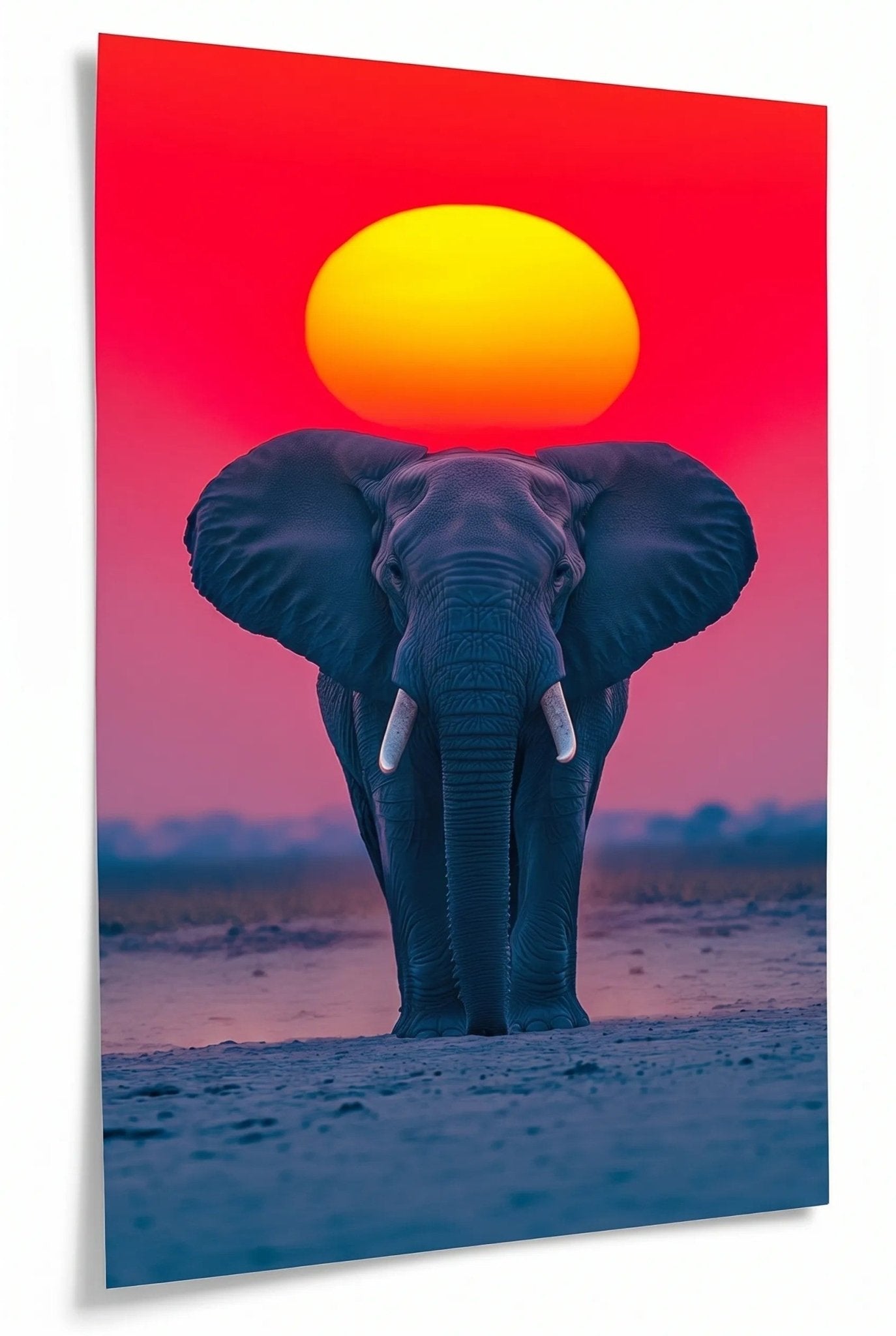 Elefant vor Roter Sonne Fine Art Wandbild - Dein Wandbild