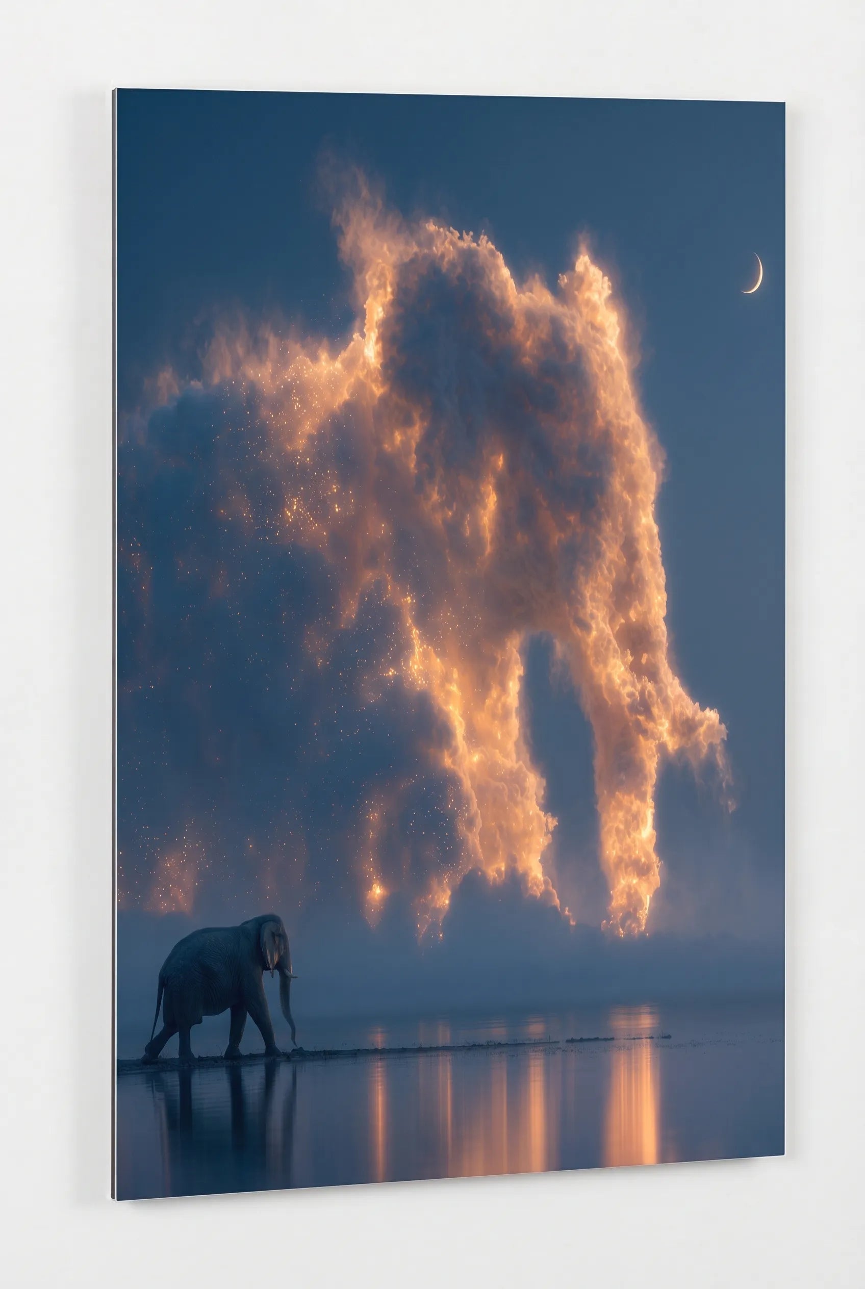Elefant Wolkenschatten Mondnacht Fine Art Wandbild - Dein Wandbild