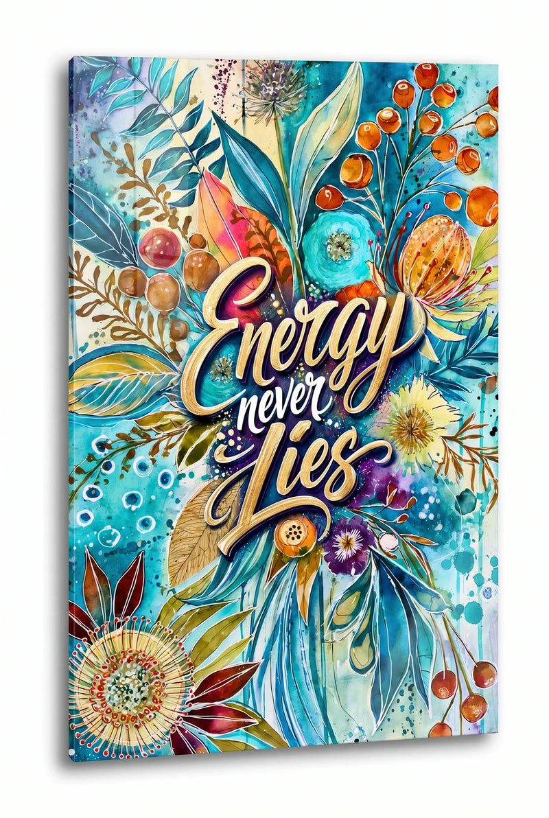 Energy Never Lies Aquarell Blumen Typografie Wandbild - Dein Wandbild