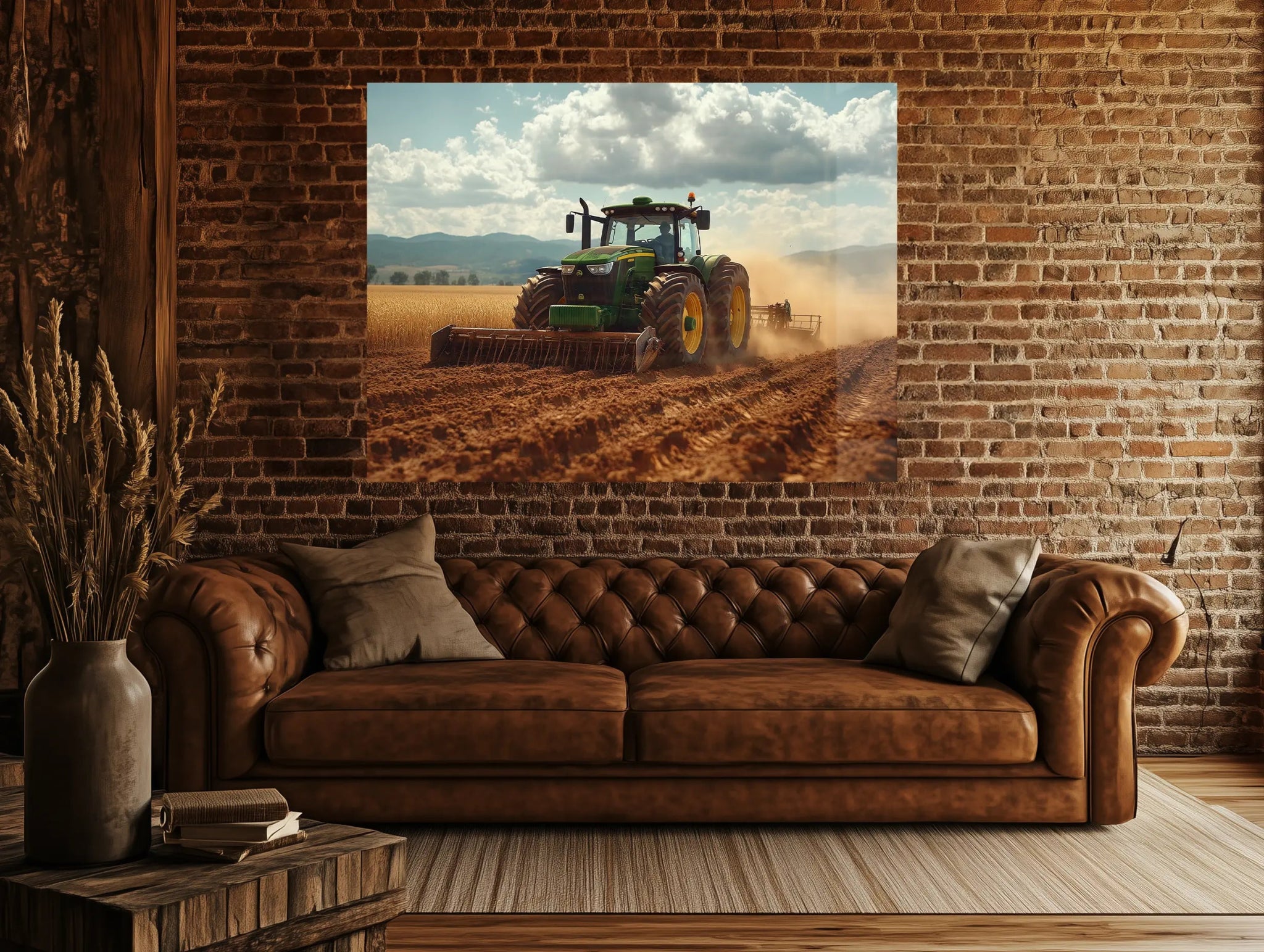 Erdkraft – John Deere beim Pflügen - Dein Wandbild