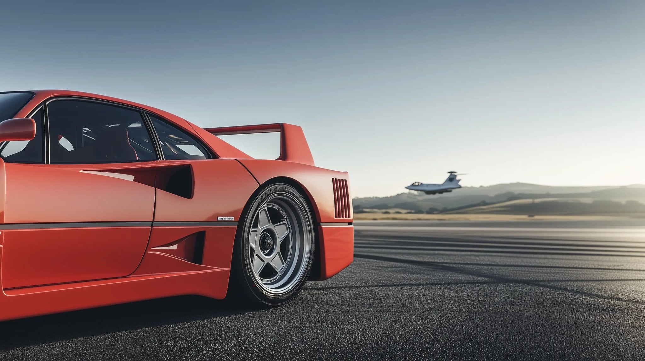 F40 Jetset – Ikonischer Ferrari mit Stil & Speed als exklusives Automotivbild | Dein Wandbild - Dein Wandbild