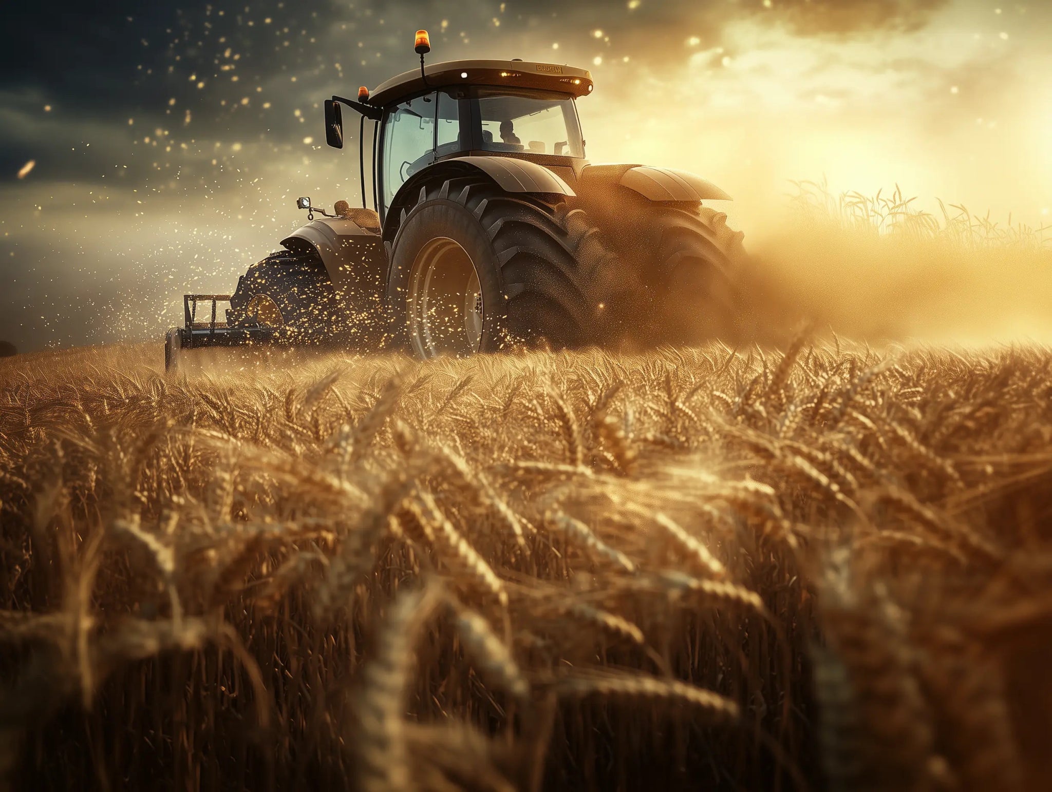 Fendt Firetrail – Ernte in Flammenlicht - Dein Wandbild