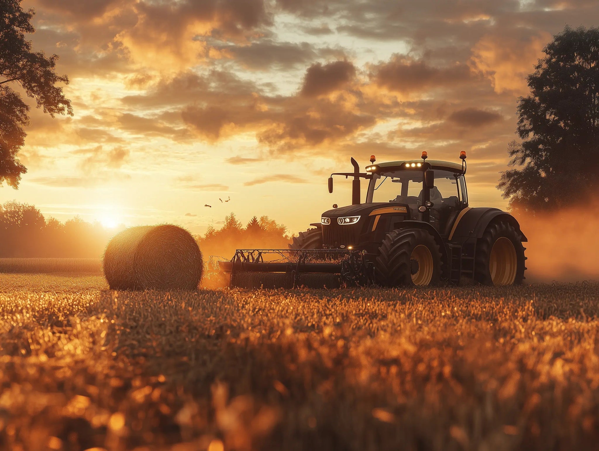 Fendt Noir – Der schwarze Titan im Abendgold - Dein Wandbild