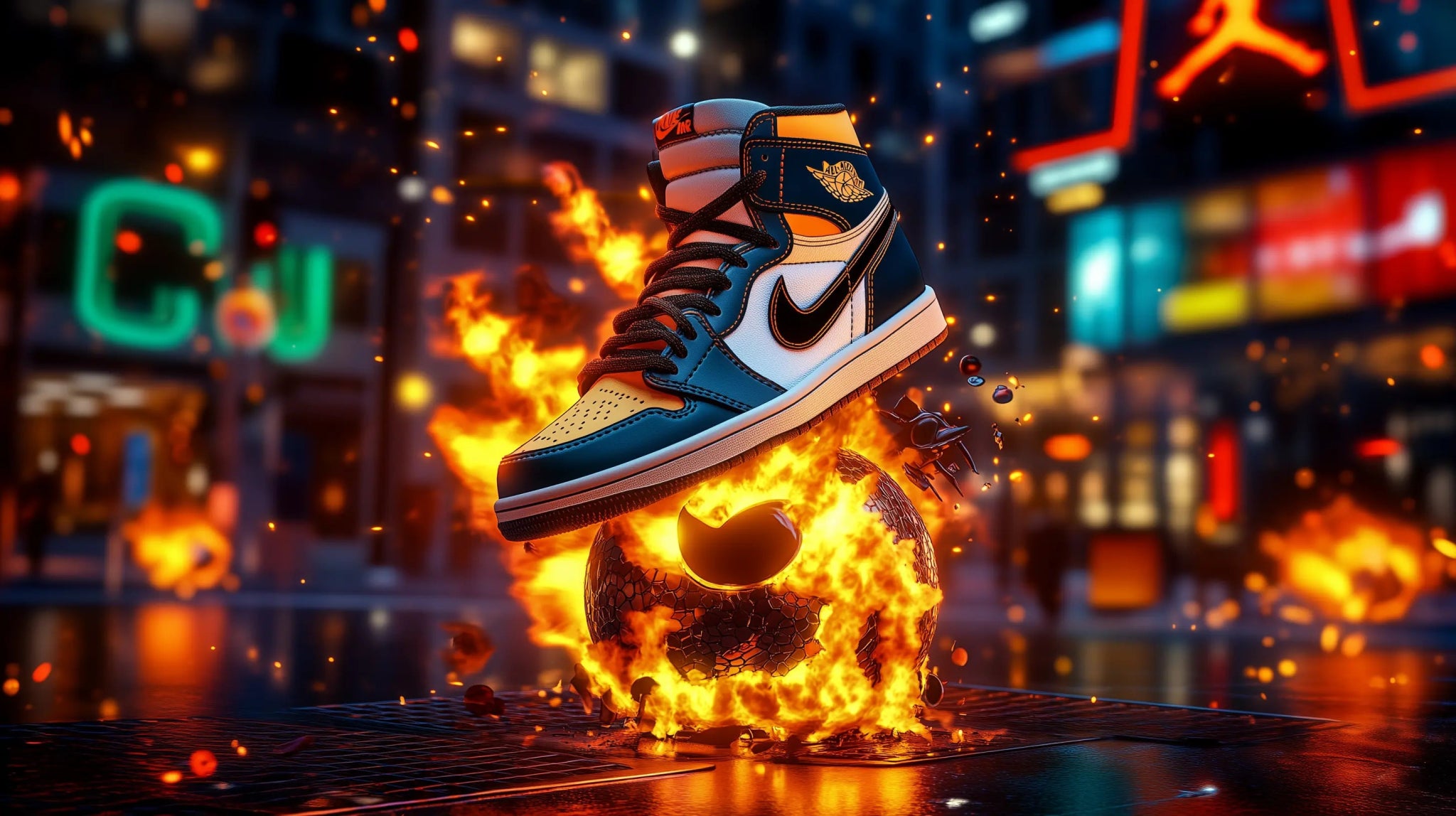 Fire Kicks – Brennender Sneaker - Style als explosiver Kunstdruck | Dein Wandbild - Dein Wandbild