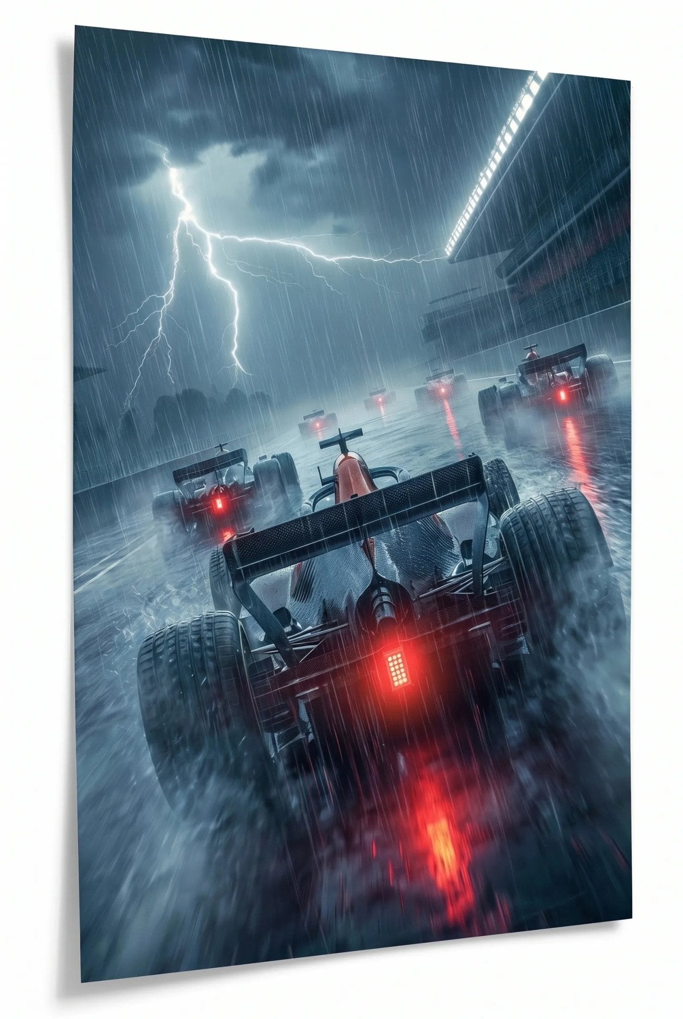 Formel 1 Rennwagen Gewitter Regen Wandbild - Dein Wandbild