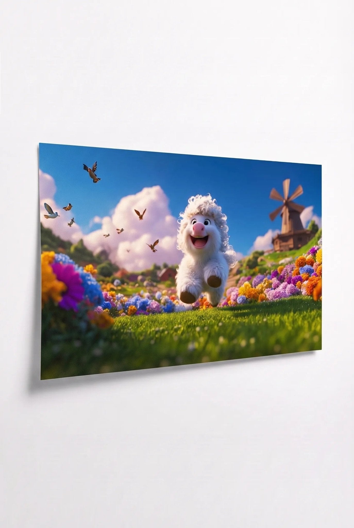 Fröhliches Pony auf Blumenwiese – 3D Cartoon - Dein Wandbild