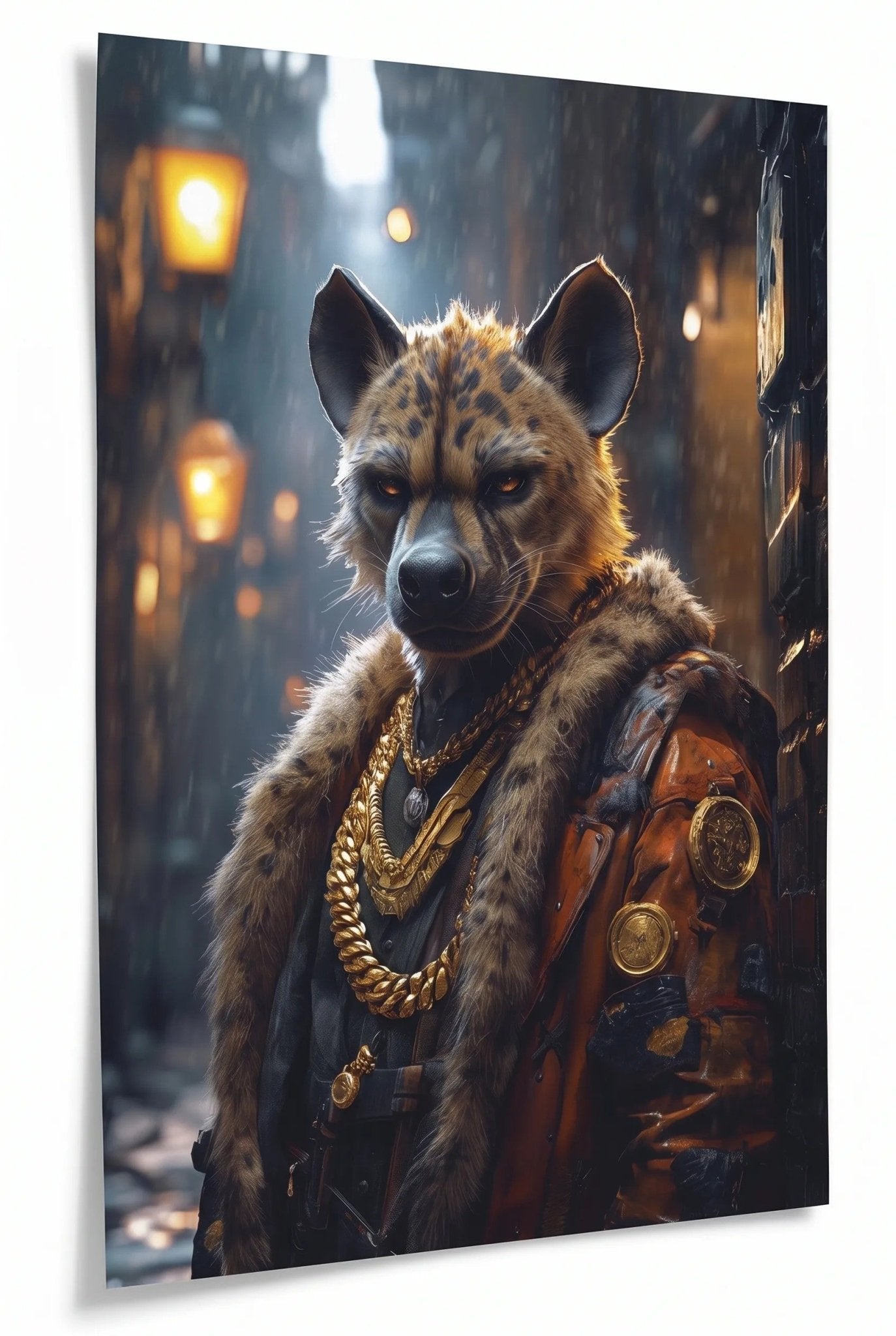 G Hyena – Urbaner Machtblick im Gold & Street-Luxus Look - Dein Wandbild