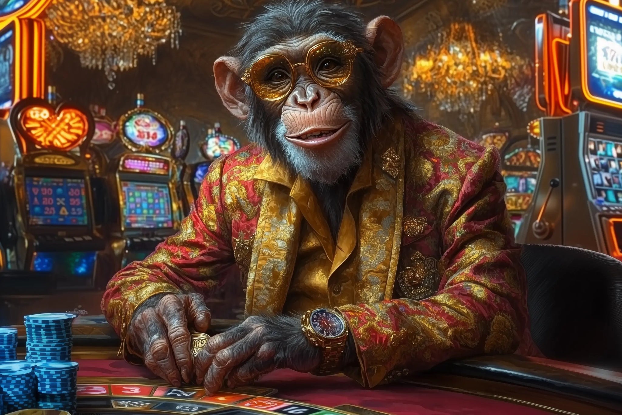 Golden Laugh G Ape: Wenn Stil das Spiel gewinnt | Premium Wandbild - Dein Wandbild