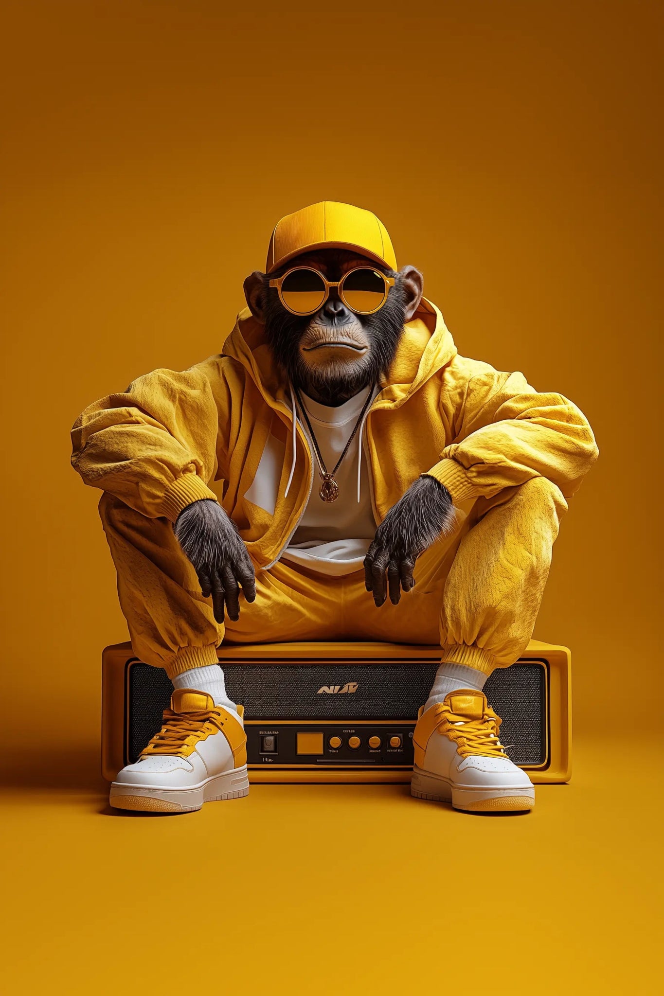 Golden Vibes – Der Streetwear - Affe in Gelb | Dein Wandbild - Dein Wandbild