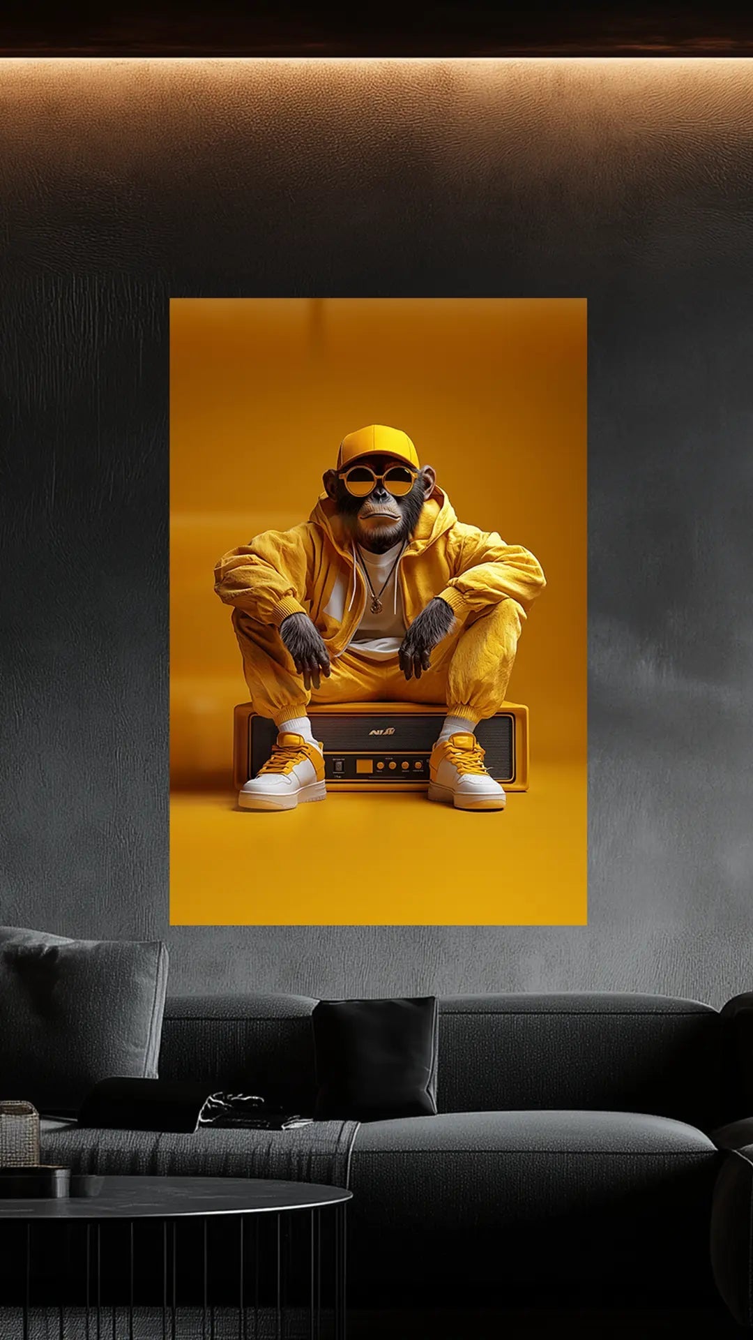 Golden Vibes – Der Streetwear - Affe in Gelb | Dein Wandbild - Dein Wandbild
