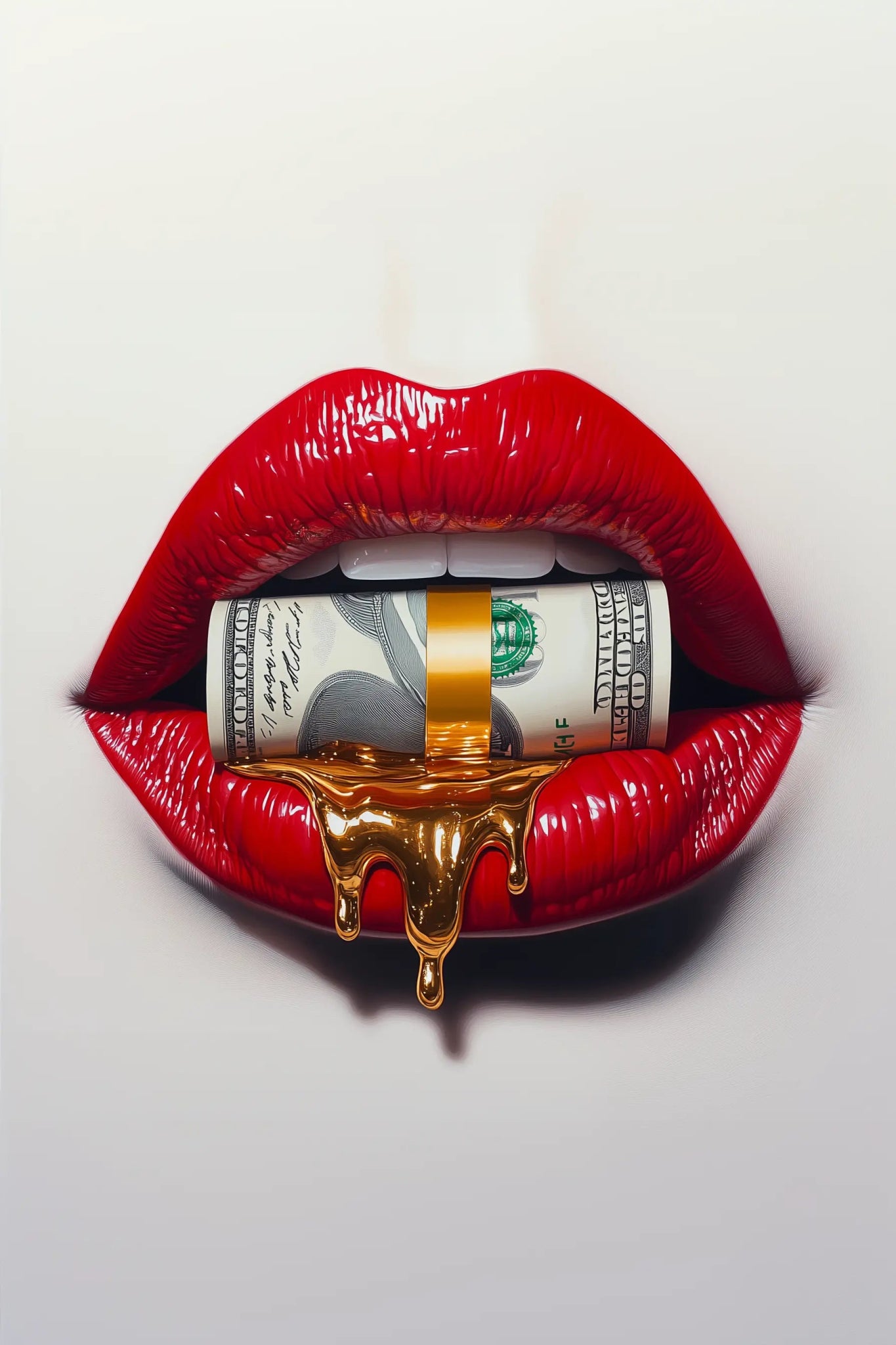 Golden Words, Priceless Lips – Kunstdruck mit goldenen Lippen & Luxusvibes | Dein Wandbild - Dein Wandbild