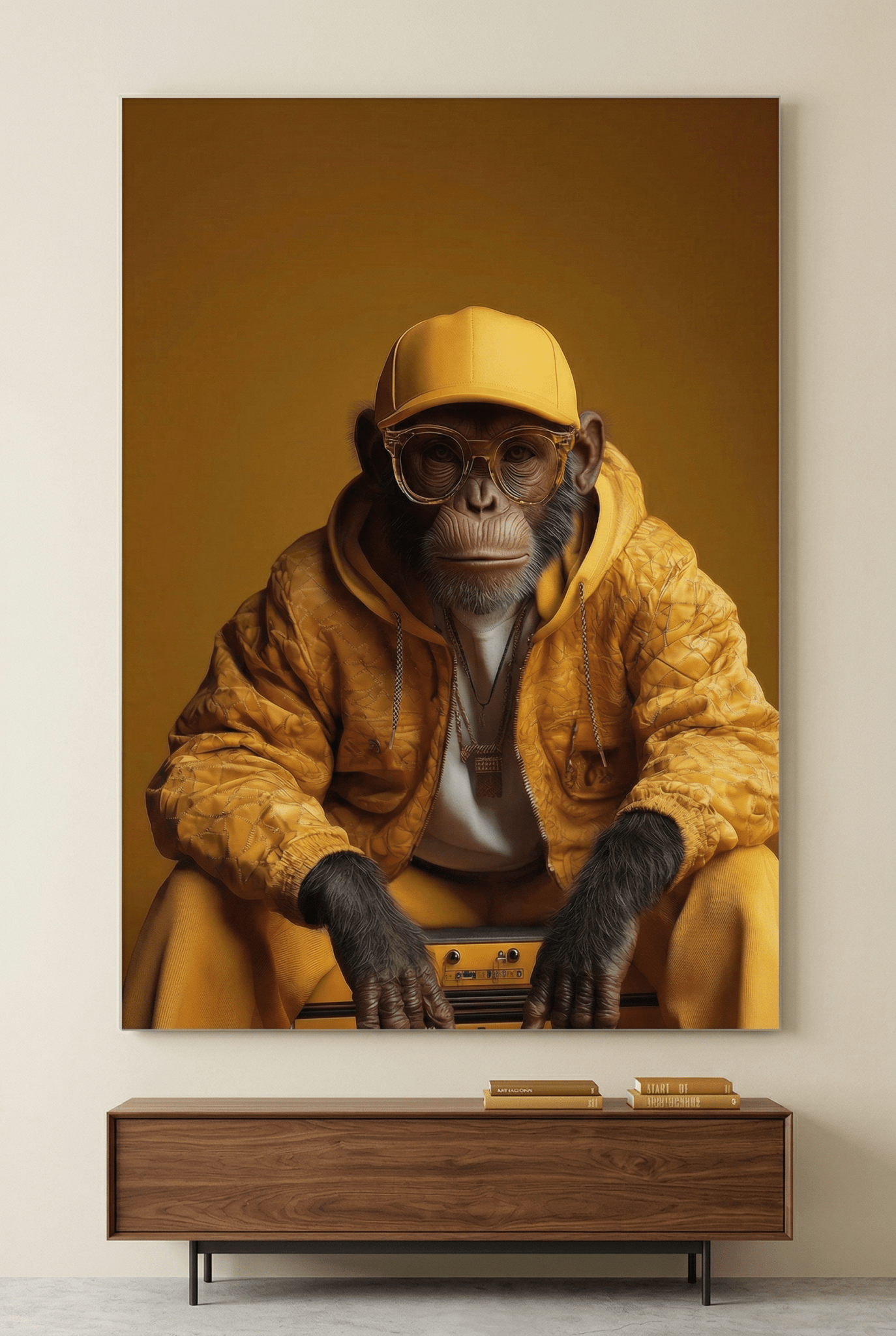 Goldene Vibes – Der luxuriöse Streetstyle - Affe | Dein Wandbild - Dein Wandbild