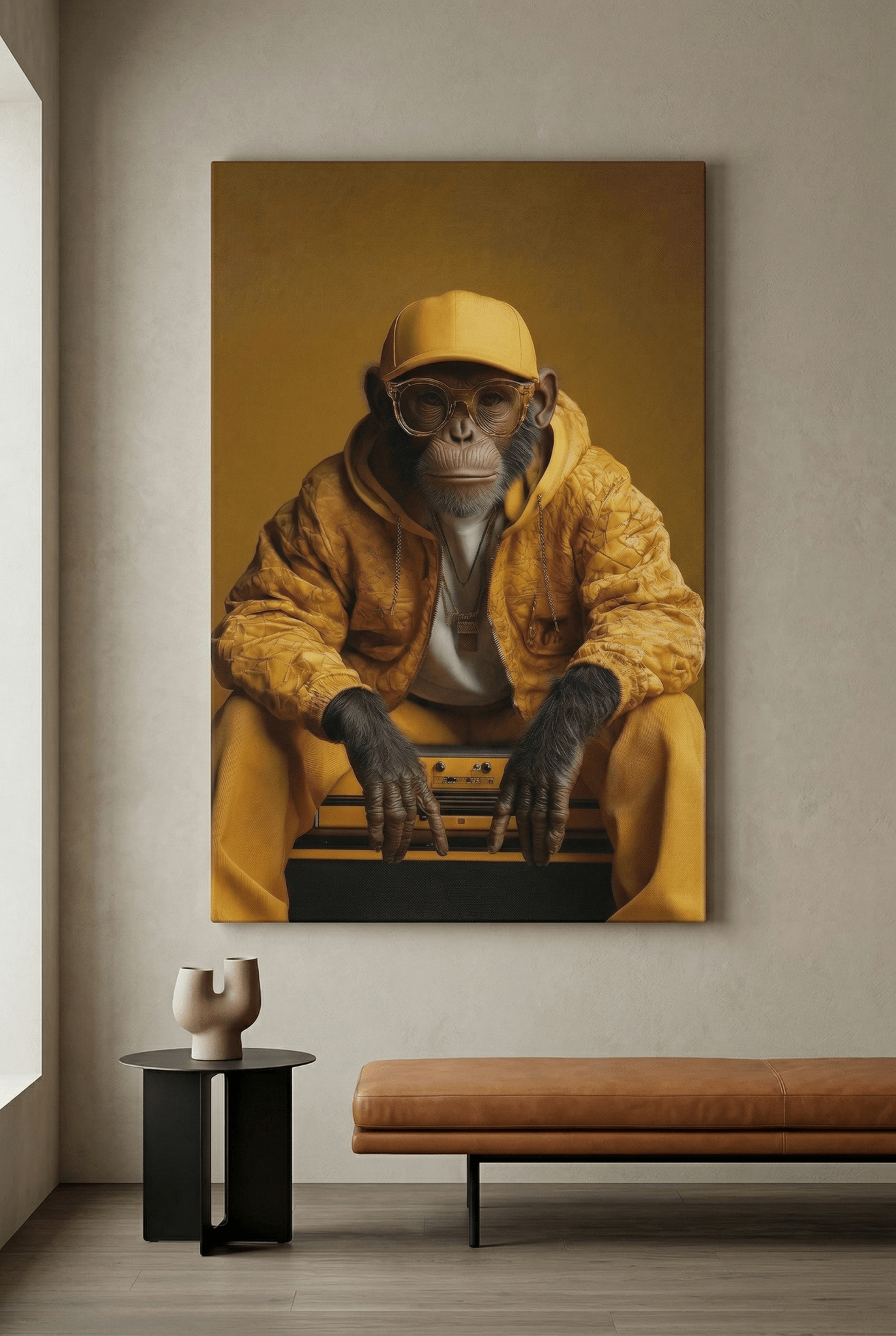 Goldene Vibes – Der luxuriöse Streetstyle - Affe | Dein Wandbild - Dein Wandbild