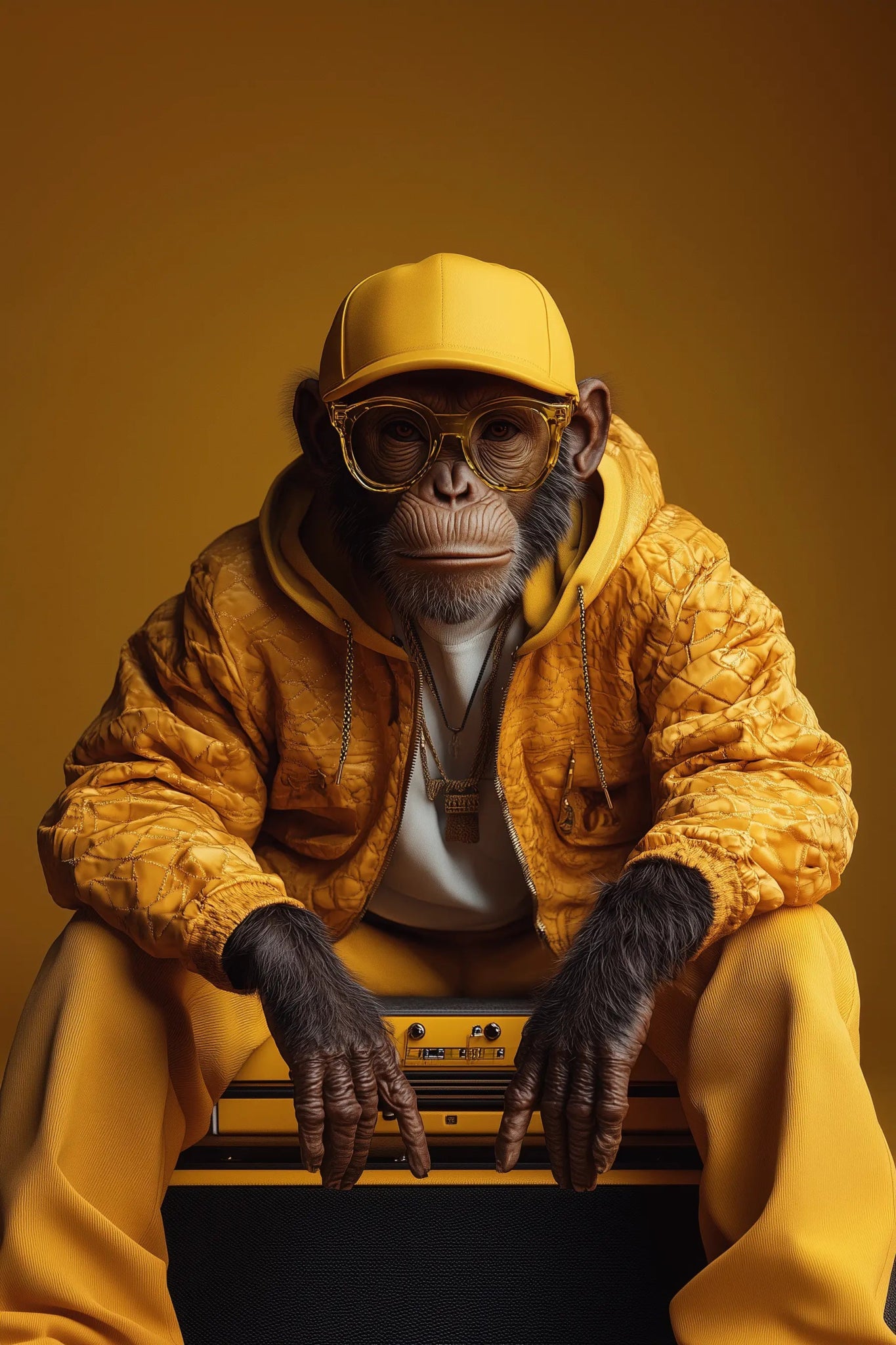 Goldene Vibes – Der luxuriöse Streetstyle - Affe | Dein Wandbild - Dein Wandbild