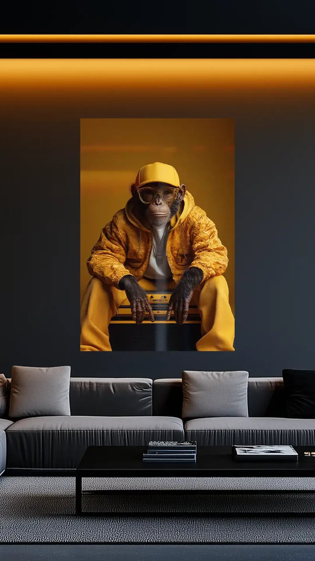 Goldene Vibes – Der luxuriöse Streetstyle - Affe | Dein Wandbild - Dein Wandbild