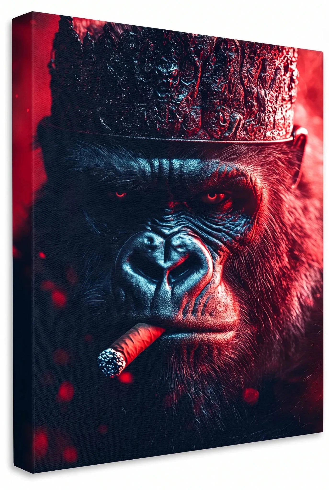 Gorilla König mit Krone und Zigarre Wandbild - Dein Wandbild